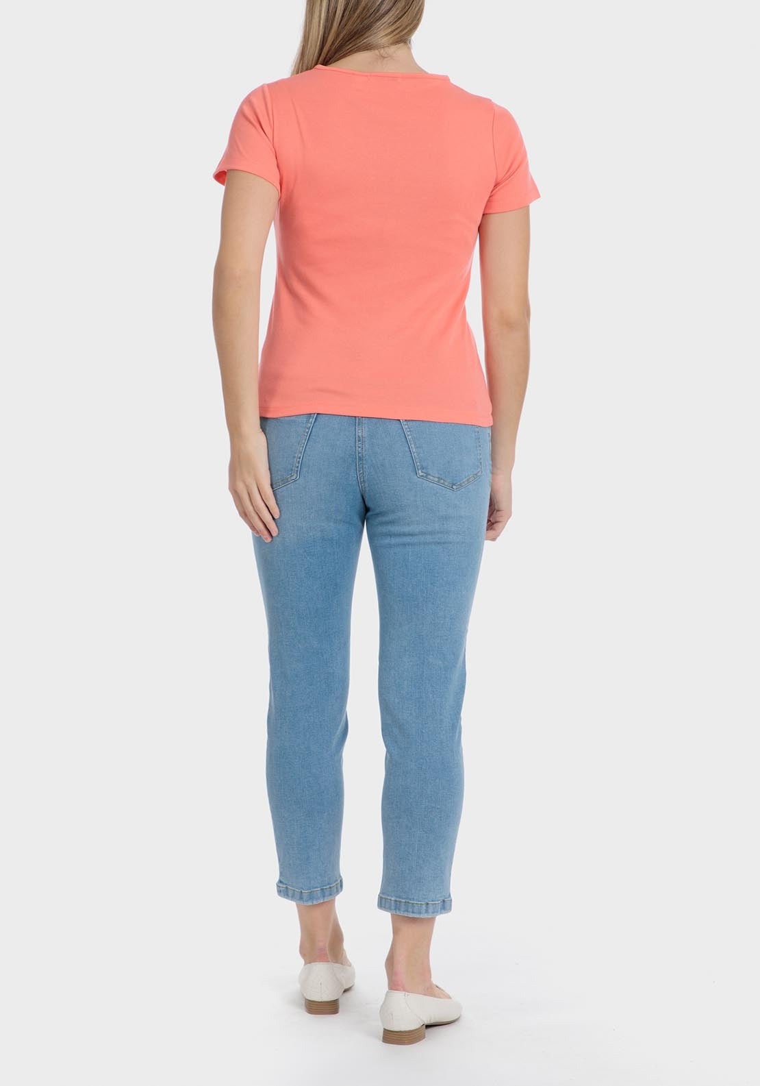 Punt Roma Basic T-Shirt With Gemstones - Orange 2 Shaws Department Stores