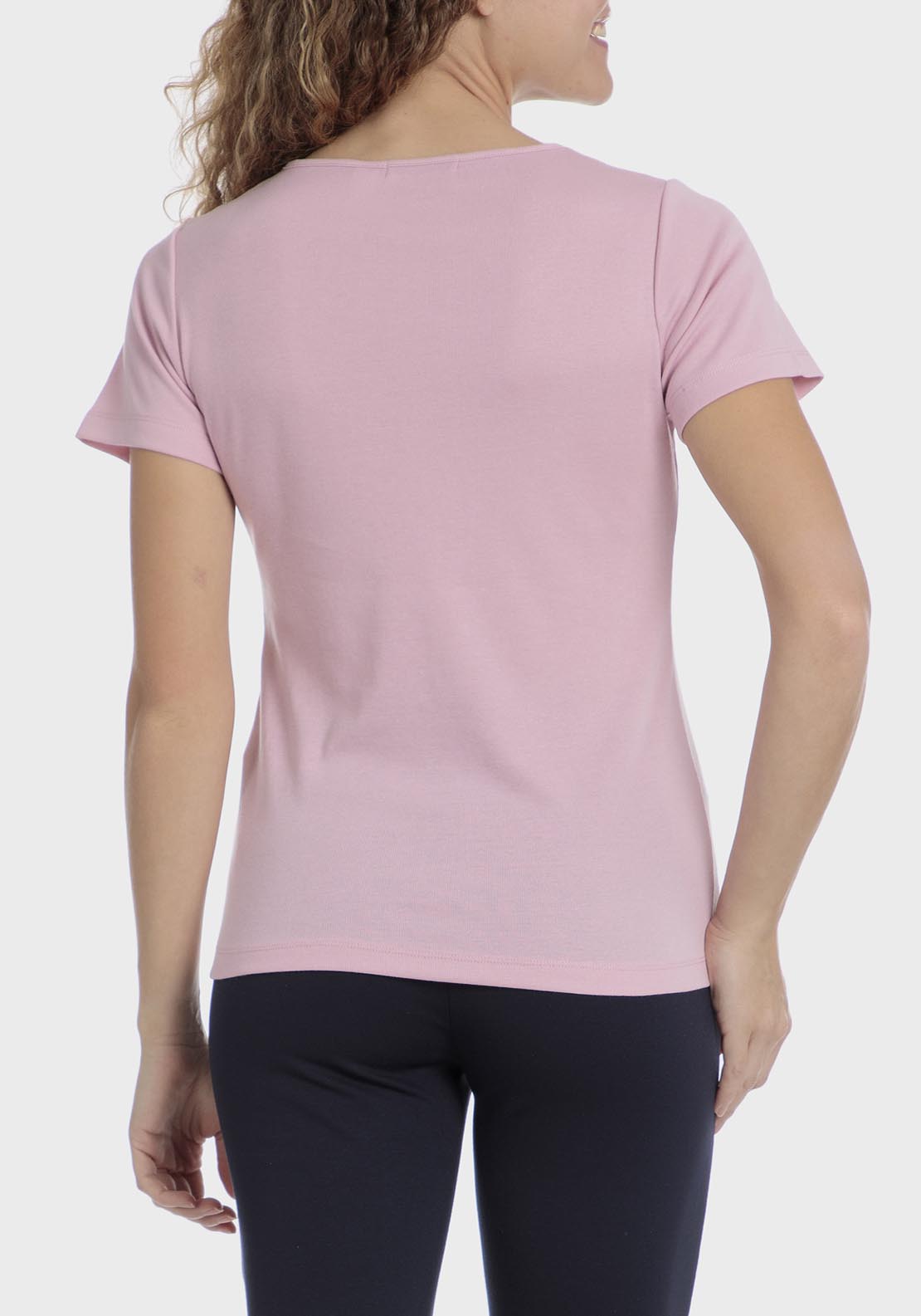 Punt Roma Basic T-Shirt With Gemstones - Pink 2 Shaws Department Stores