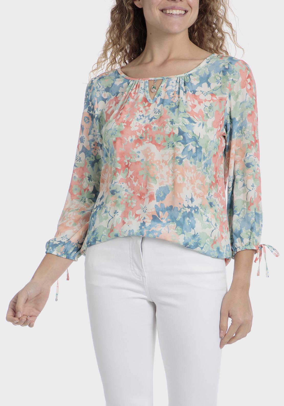 Punt Roma Printed Blouse - Orange 1 Shaws Department Stores