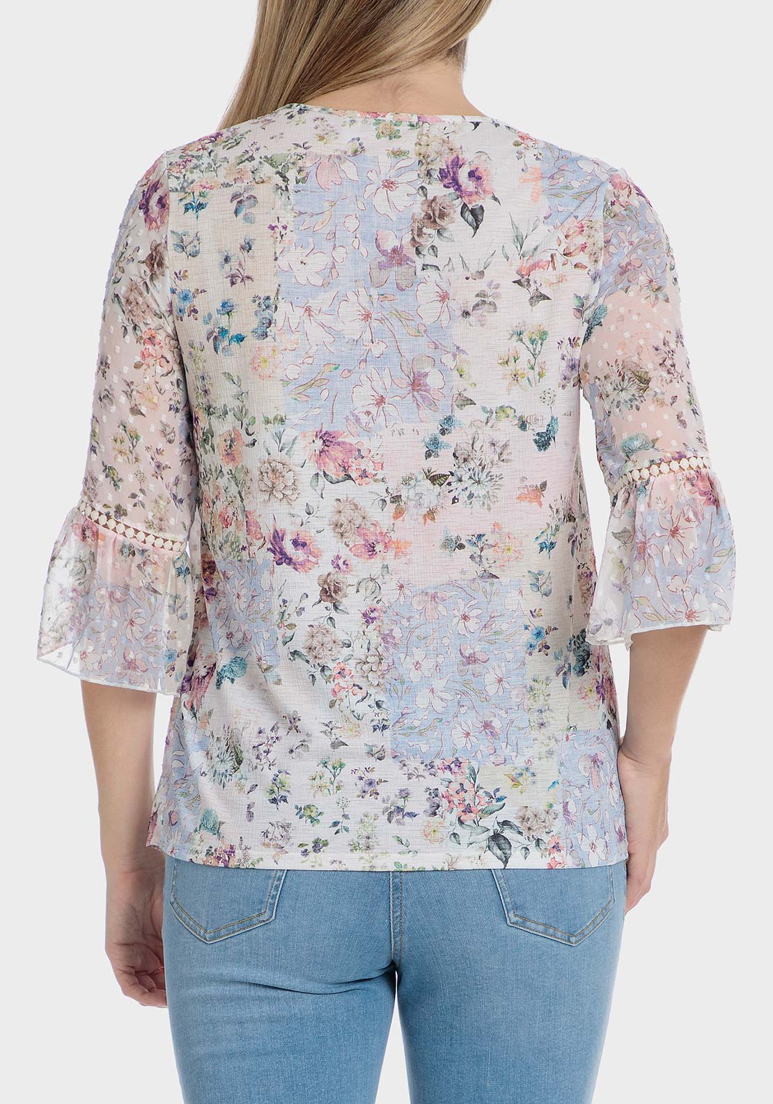 Punt Roma Plumetti floral blouse - Blue 2 Shaws Department Stores