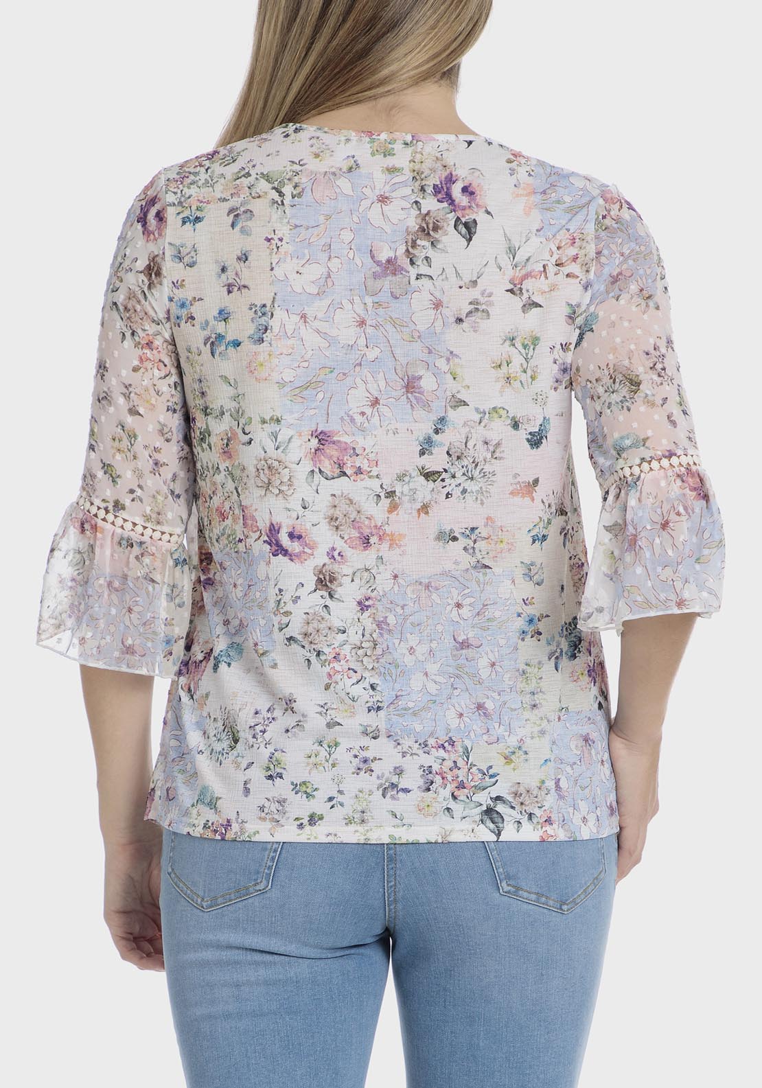 Punt Roma Plumetti floral blouse - Blue 6 Shaws Department Stores