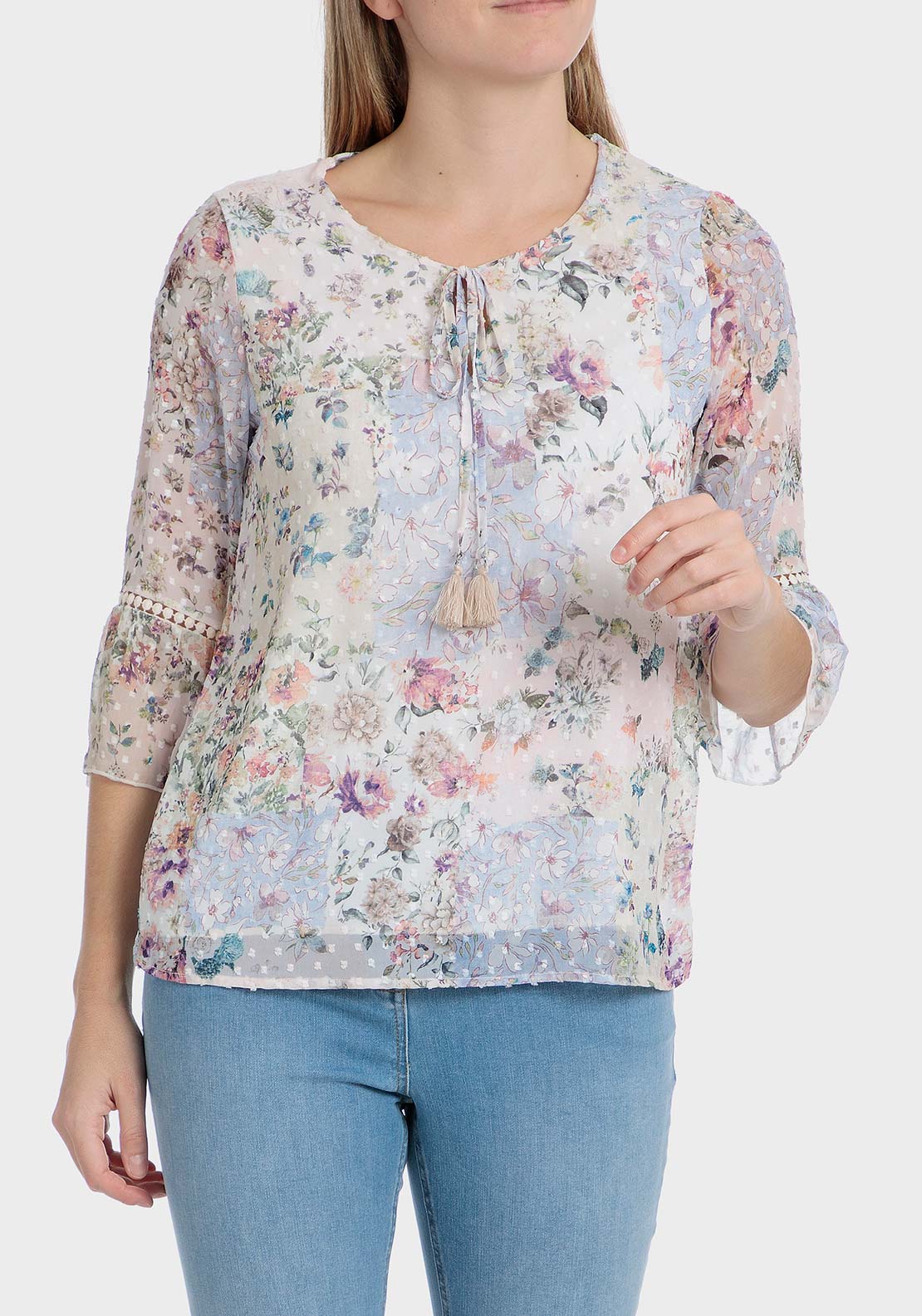 Punt Roma Plumetti floral blouse - Blue 1 Shaws Department Stores