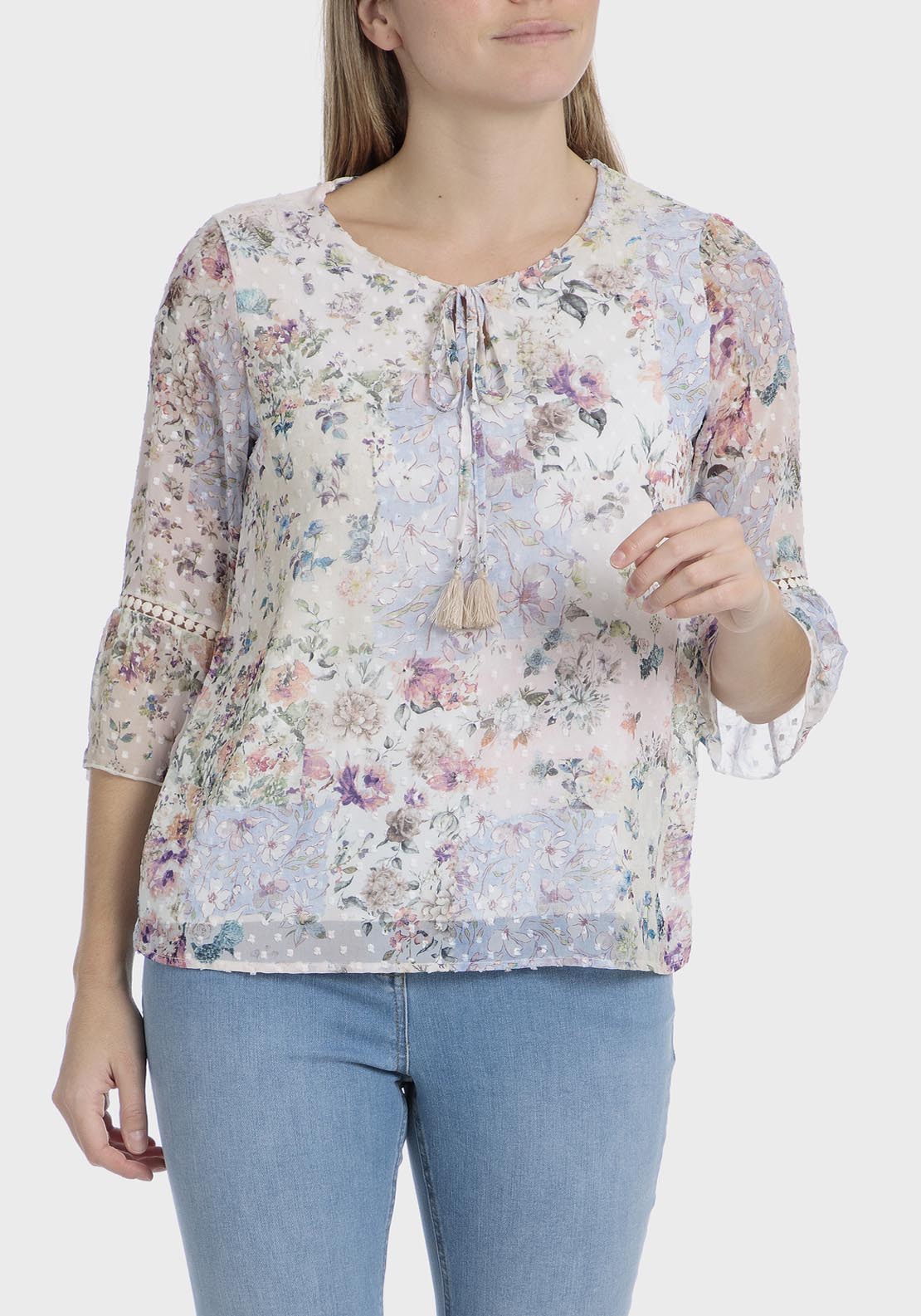 Punt Roma Plumetti floral blouse - Blue 7 Shaws Department Stores