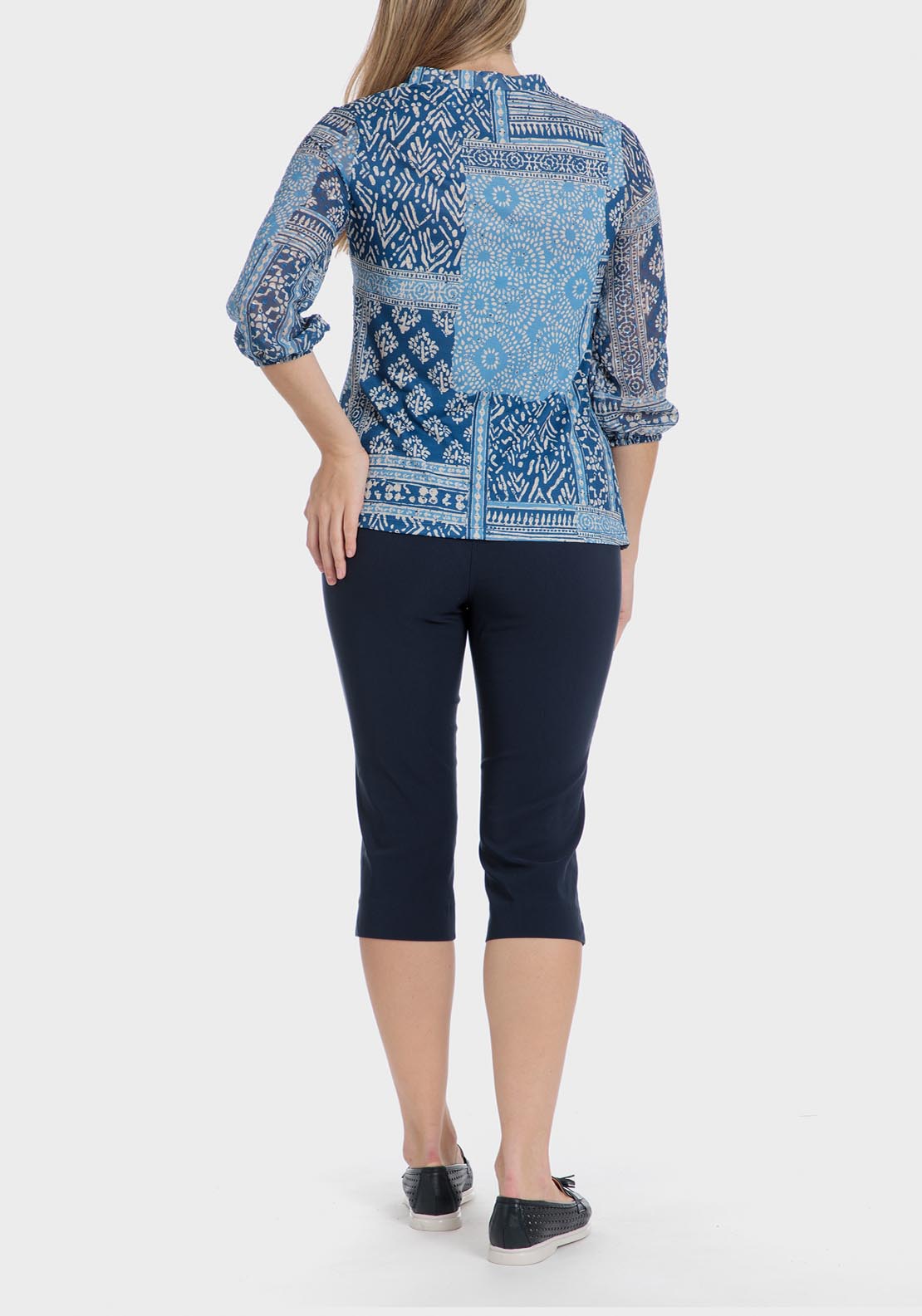 Punt Roma Plumetti Patchwork T-Shirt - Blue 2 Shaws Department Stores
