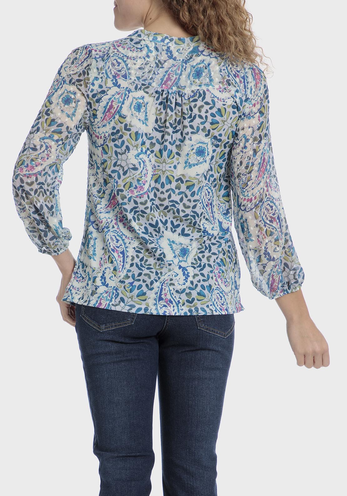 Punt Roma Cashmere Print T-Shirt - Blue 3 Shaws Department Stores