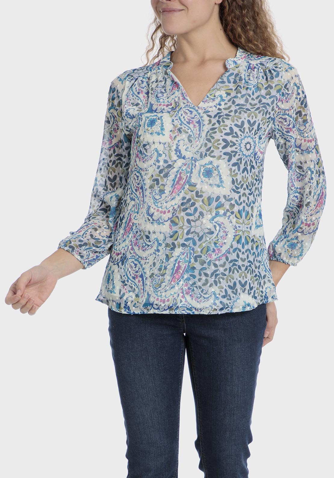 Punt Roma Cashmere Print T-Shirt - Blue 1 Shaws Department Stores