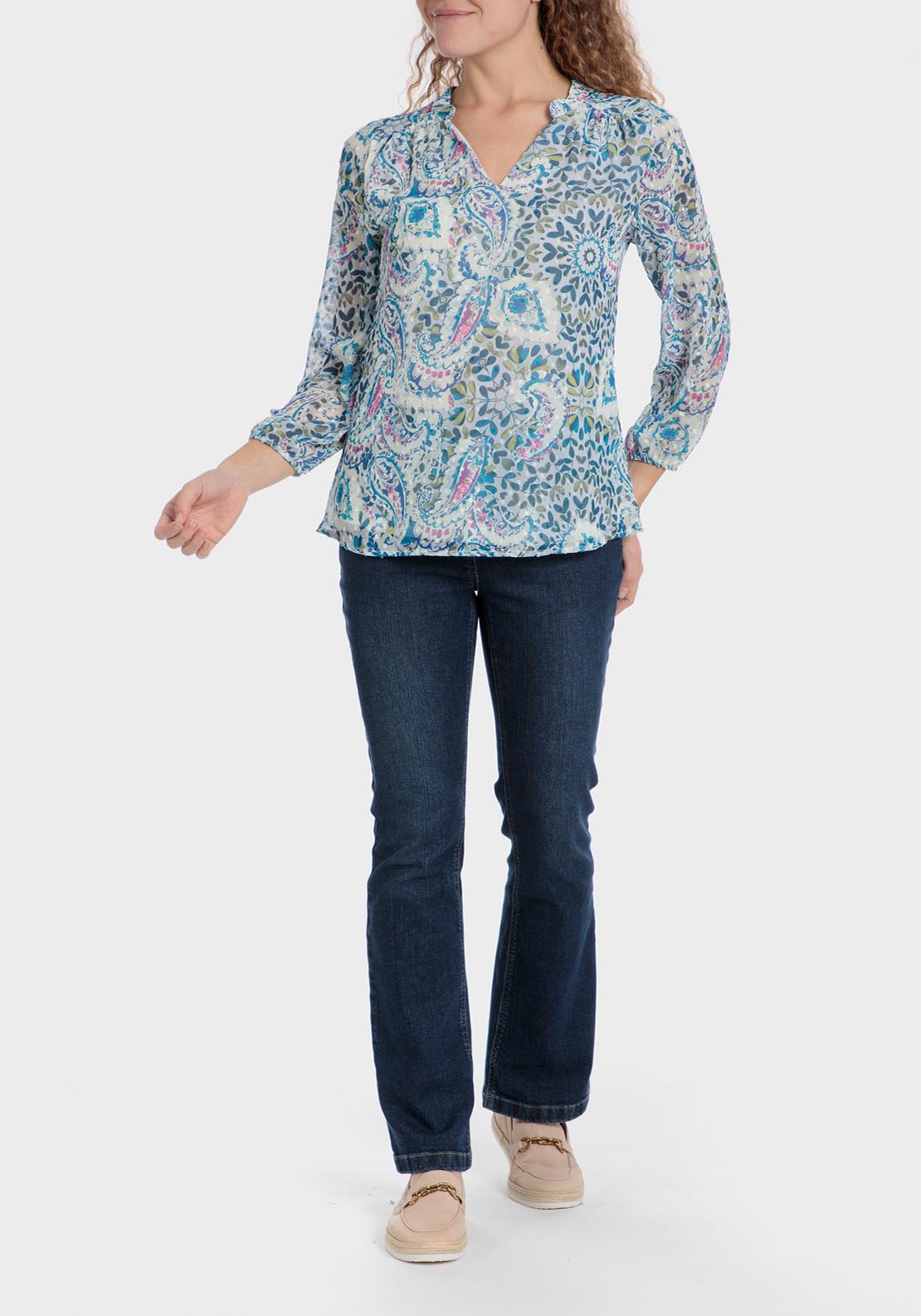 Punt Roma Cashmere Print T-Shirt - Blue 2 Shaws Department Stores
