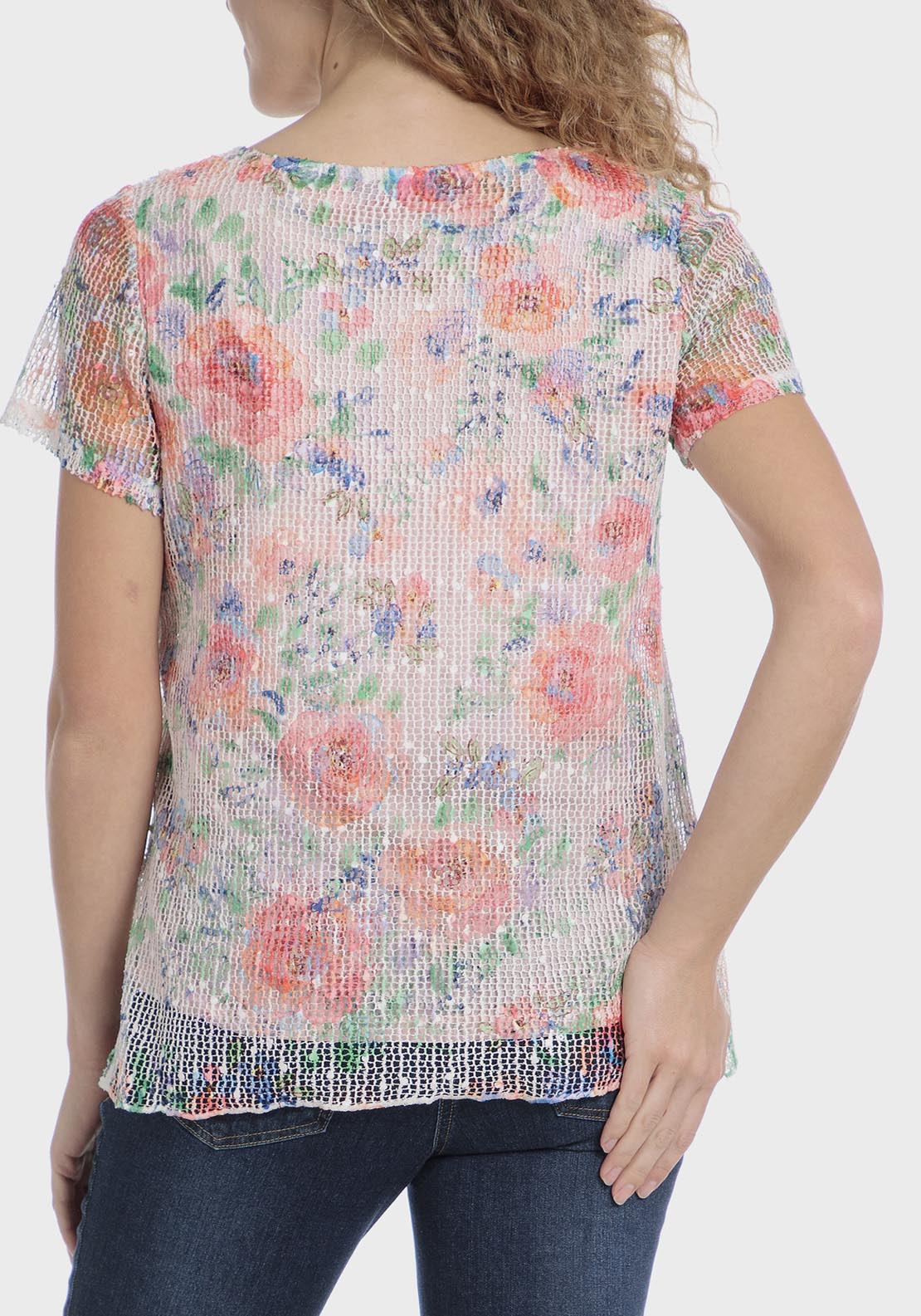 Punt Roma Mesh printed t-shirt - Orange 6 Shaws Department Stores