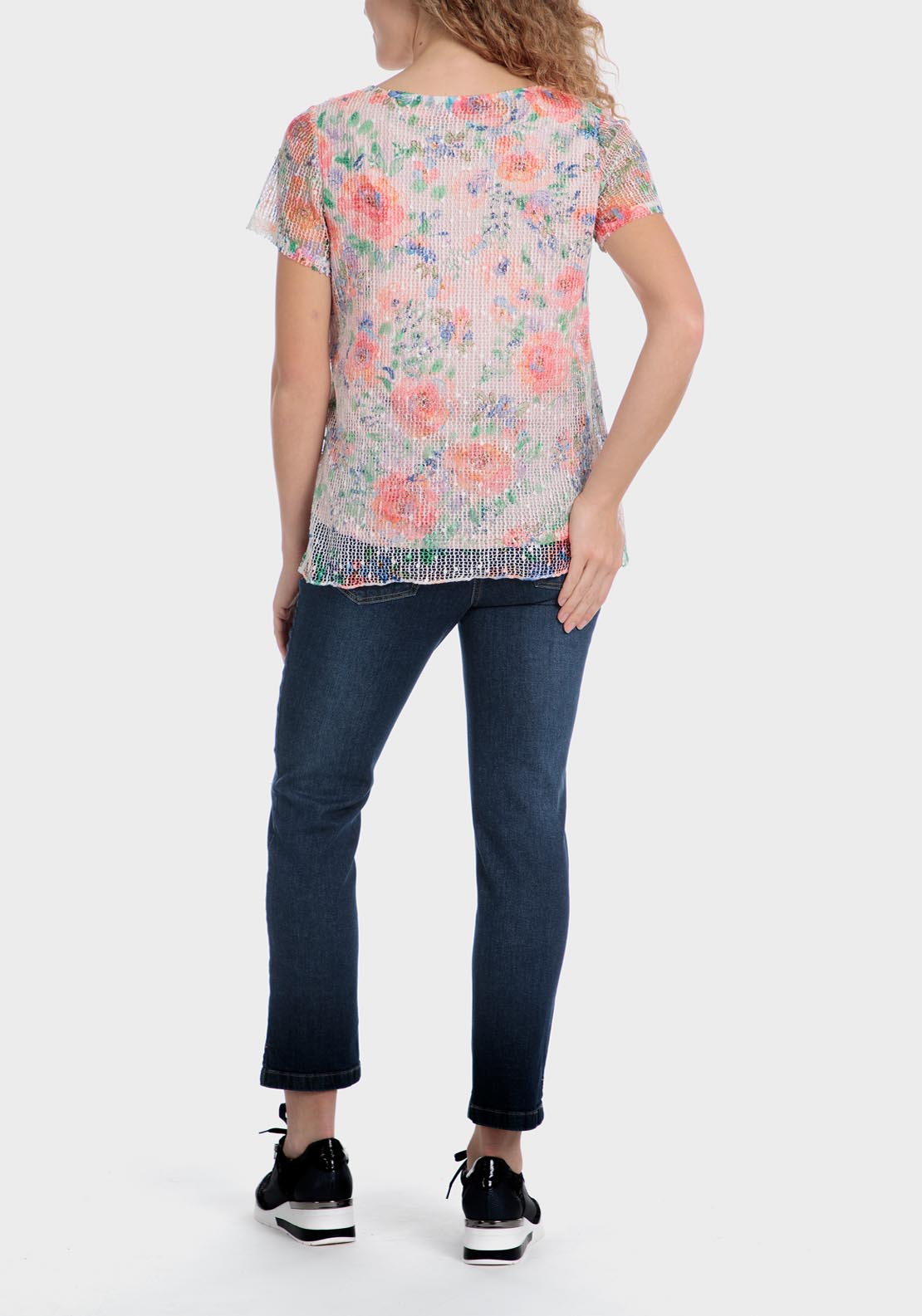 Punt Roma Mesh printed t-shirt - Orange 8 Shaws Department Stores