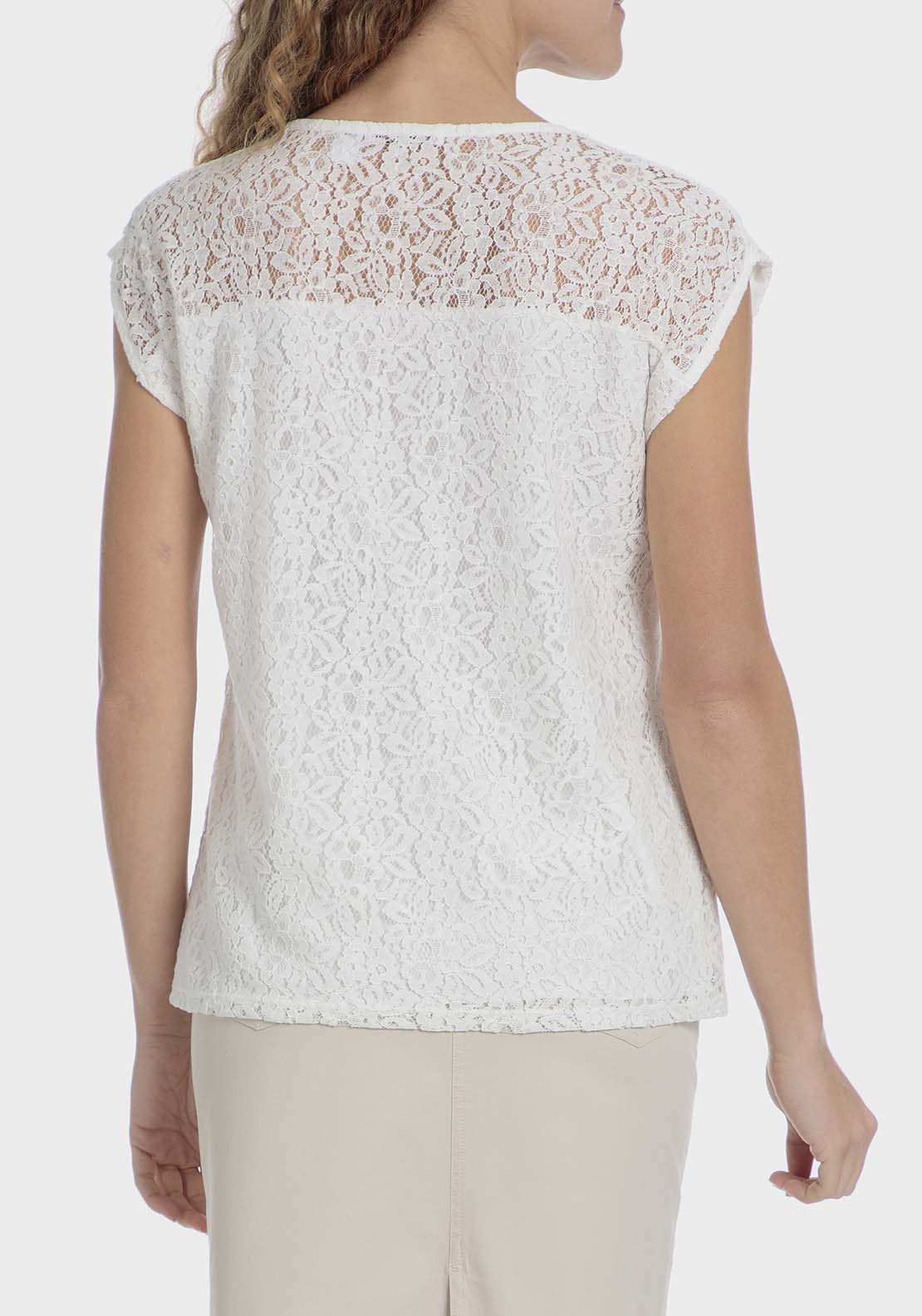 Punt Roma Lace t-shirt - White 2 Shaws Department Stores