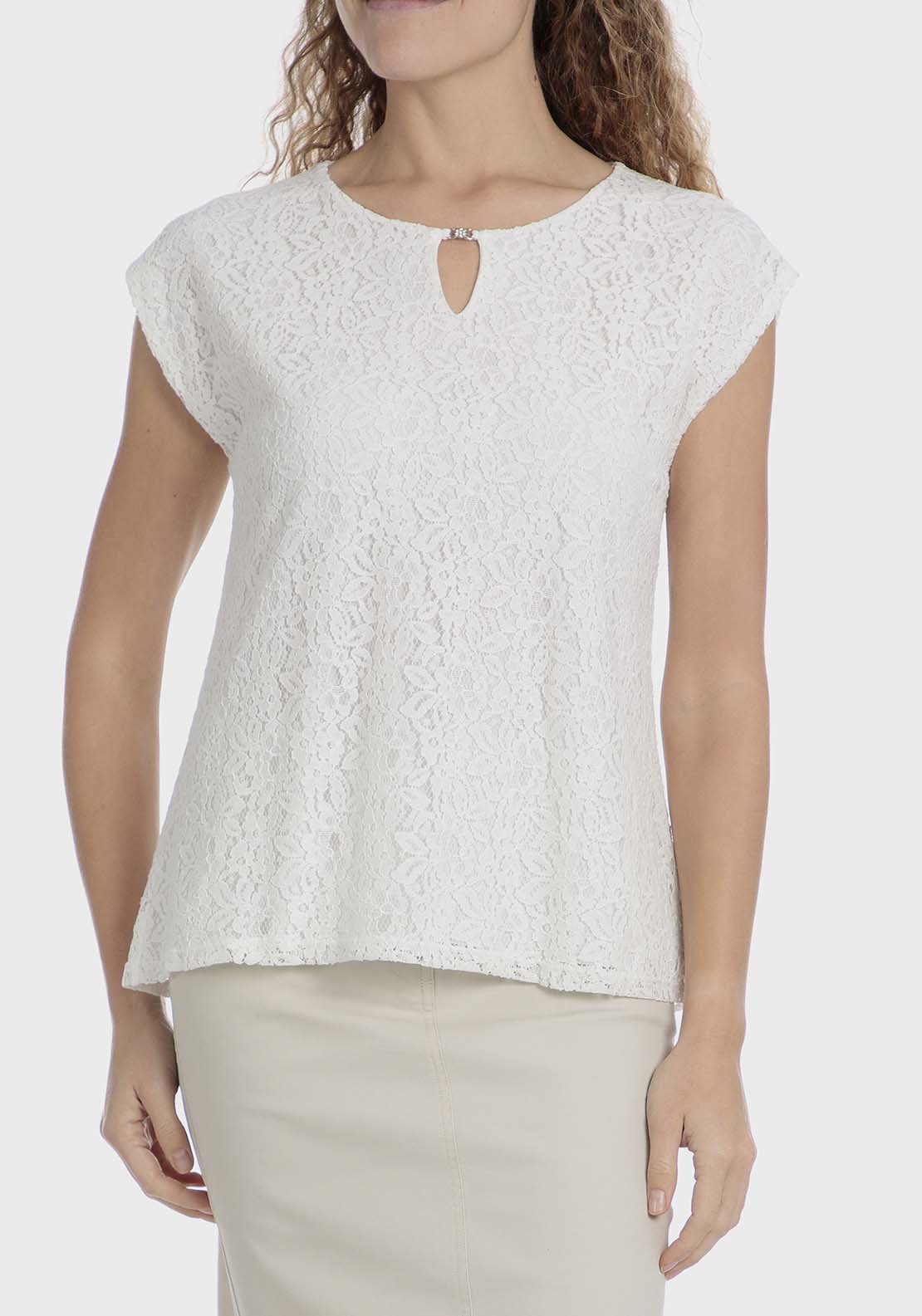 Punt Roma Lace t-shirt - White 1 Shaws Department Stores