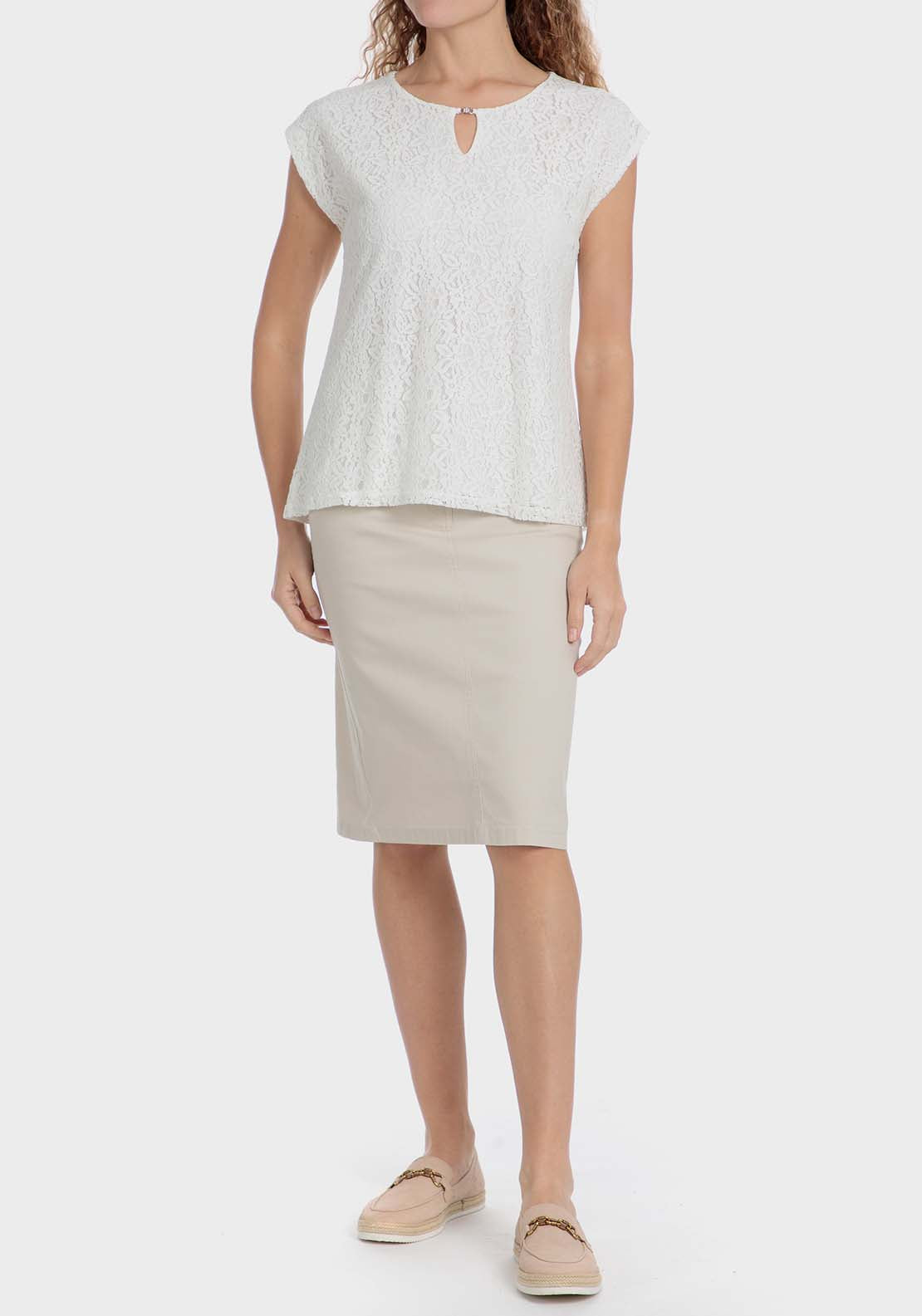 Punt Roma Lace t-shirt - White 3 Shaws Department Stores