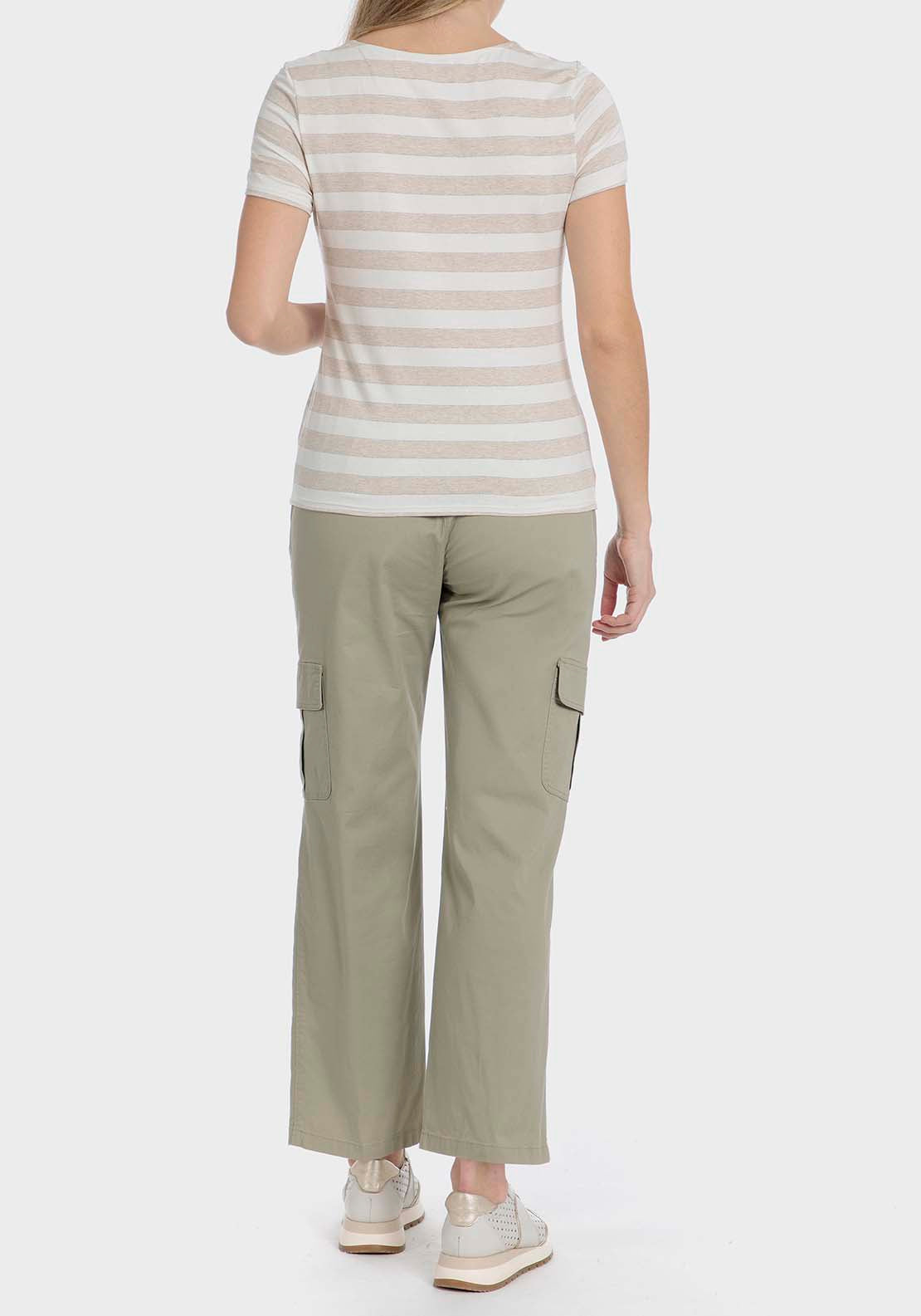 Punt Roma Striped t-shirt - Beige / Grey 4 Shaws Department Stores