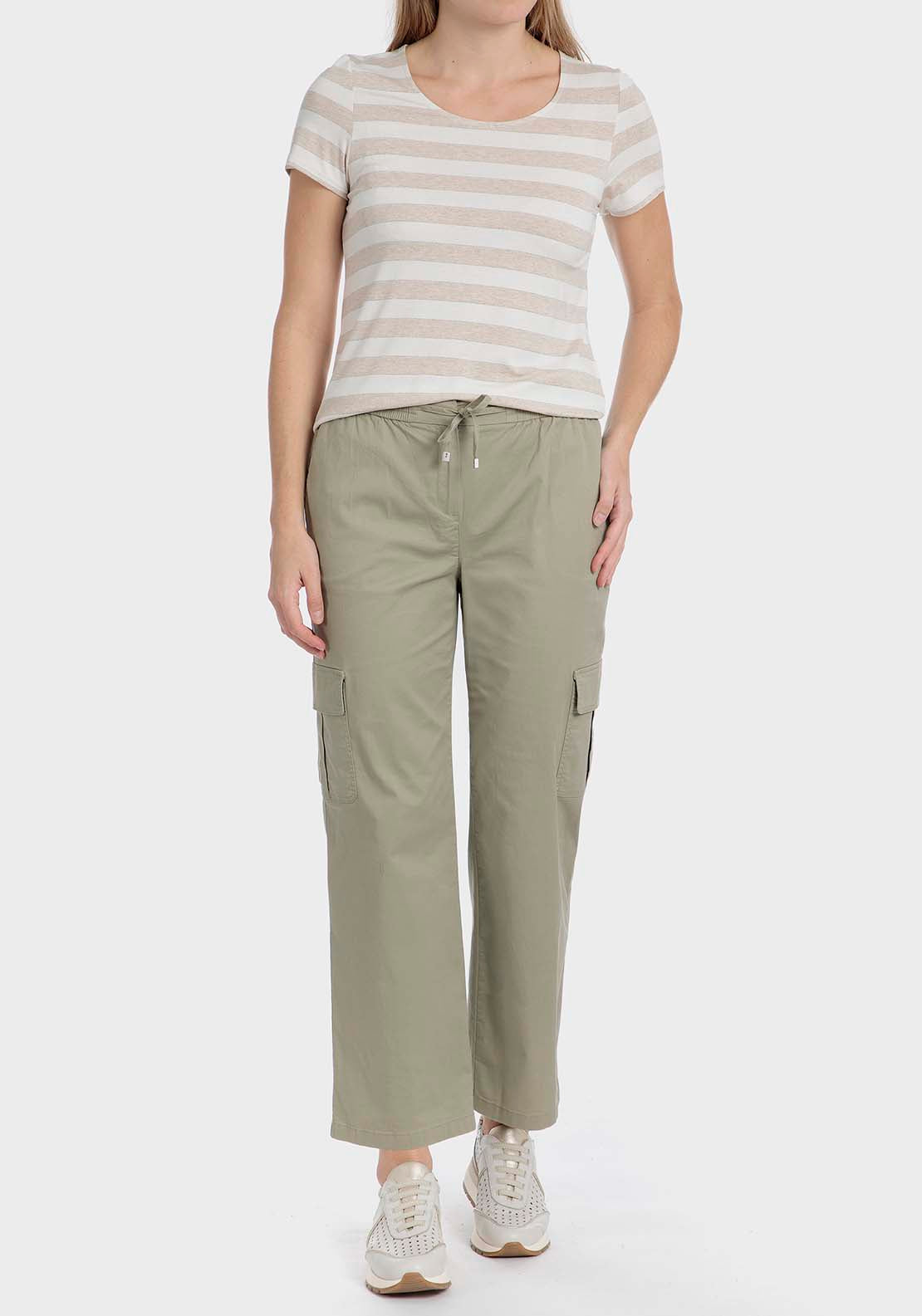 Punt Roma Striped t-shirt - Beige / Grey 3 Shaws Department Stores