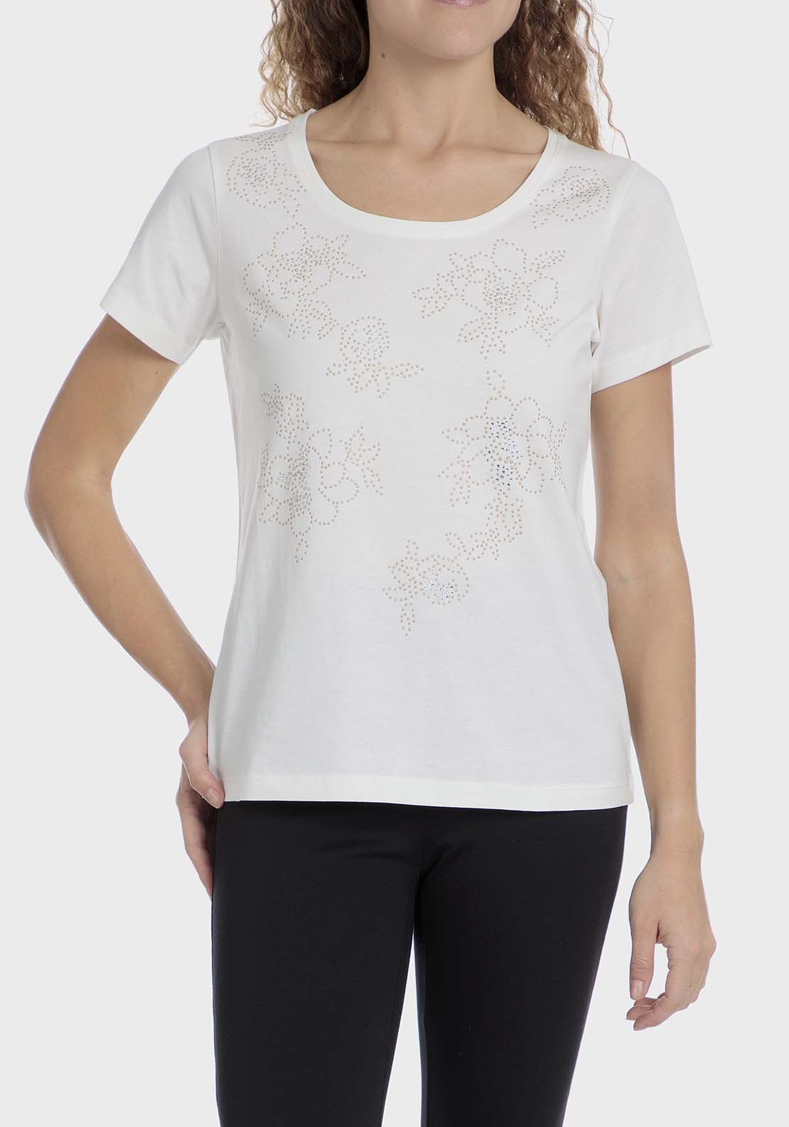 Punt Roma Studded t-shirt - White 1 Shaws Department Stores