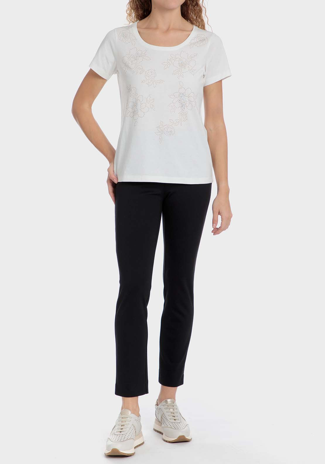 Punt Roma Studded t-shirt - White 3 Shaws Department Stores