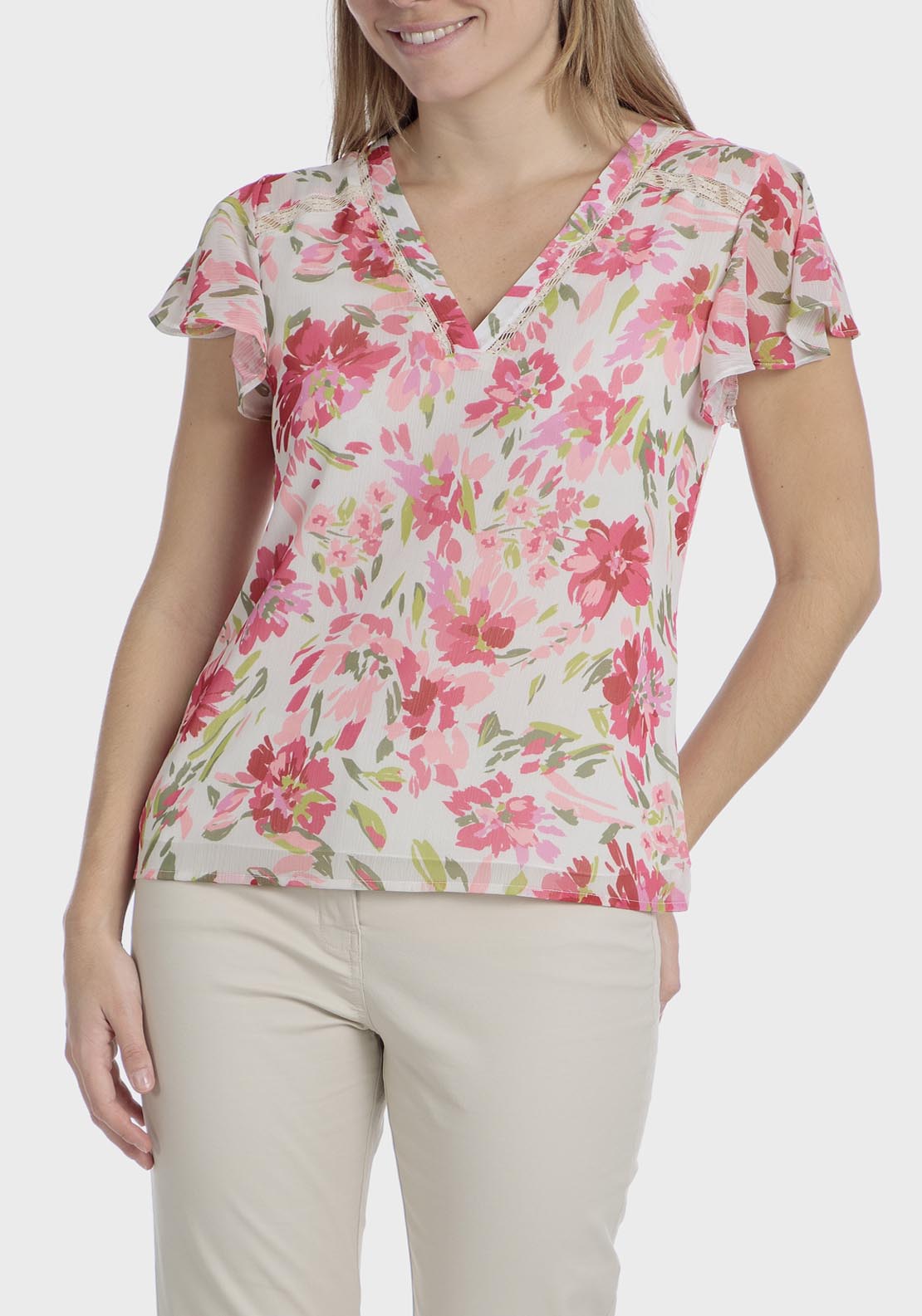 Punt Roma Printed T-Shirt - Fuchsia 1 Shaws Department Stores
