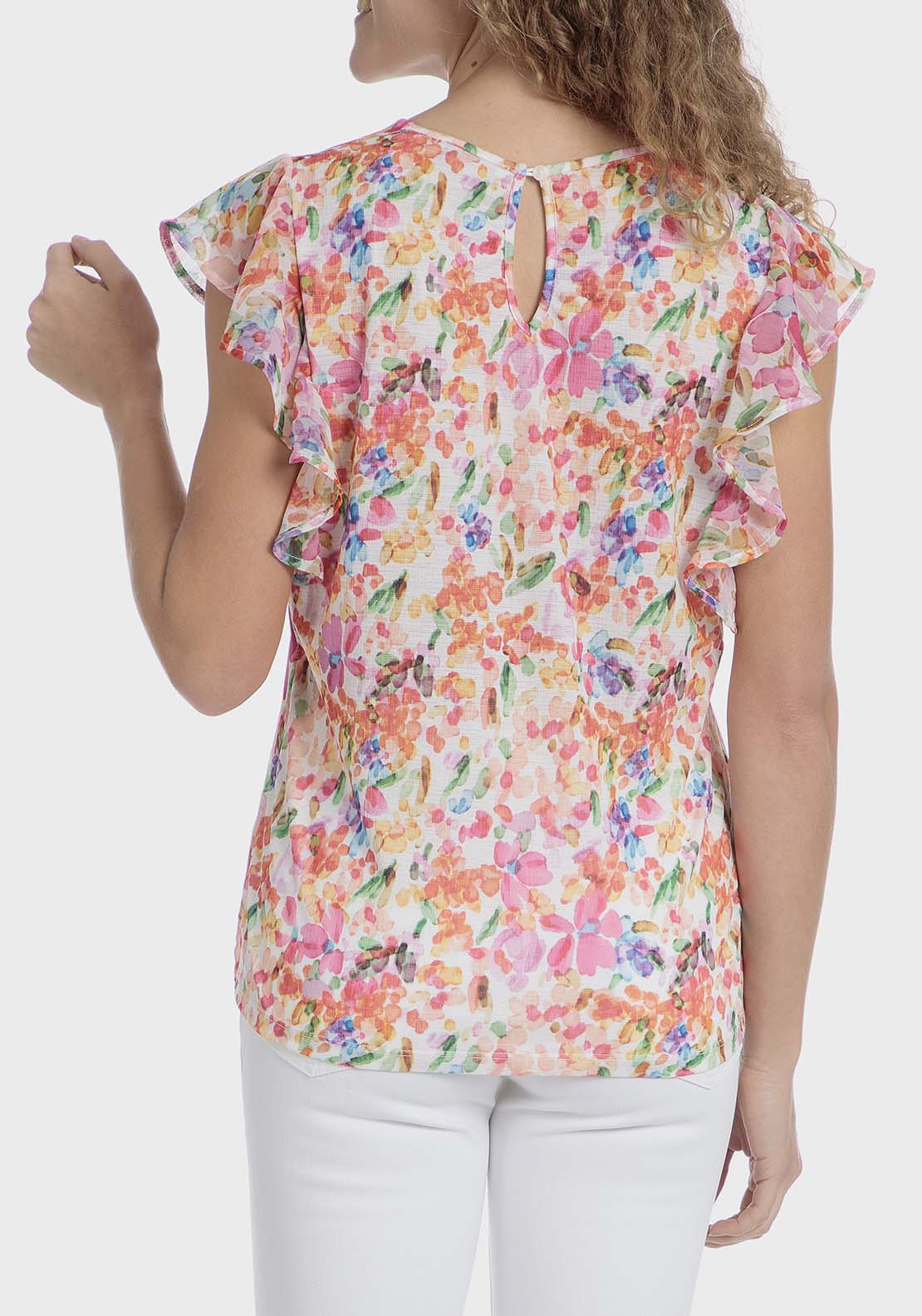 Punt Roma Floral print t-shirt - Fuchsia 2 Shaws Department Stores