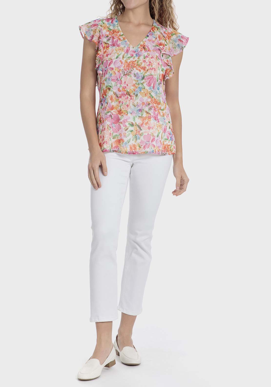 Punt Roma Floral print t-shirt - Fuchsia 3 Shaws Department Stores