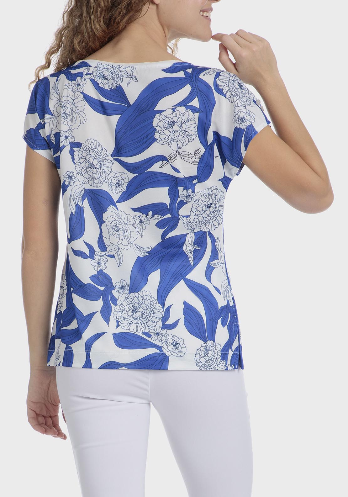 Punt Roma Floral Print T-Shirt - Blue 2 Shaws Department Stores