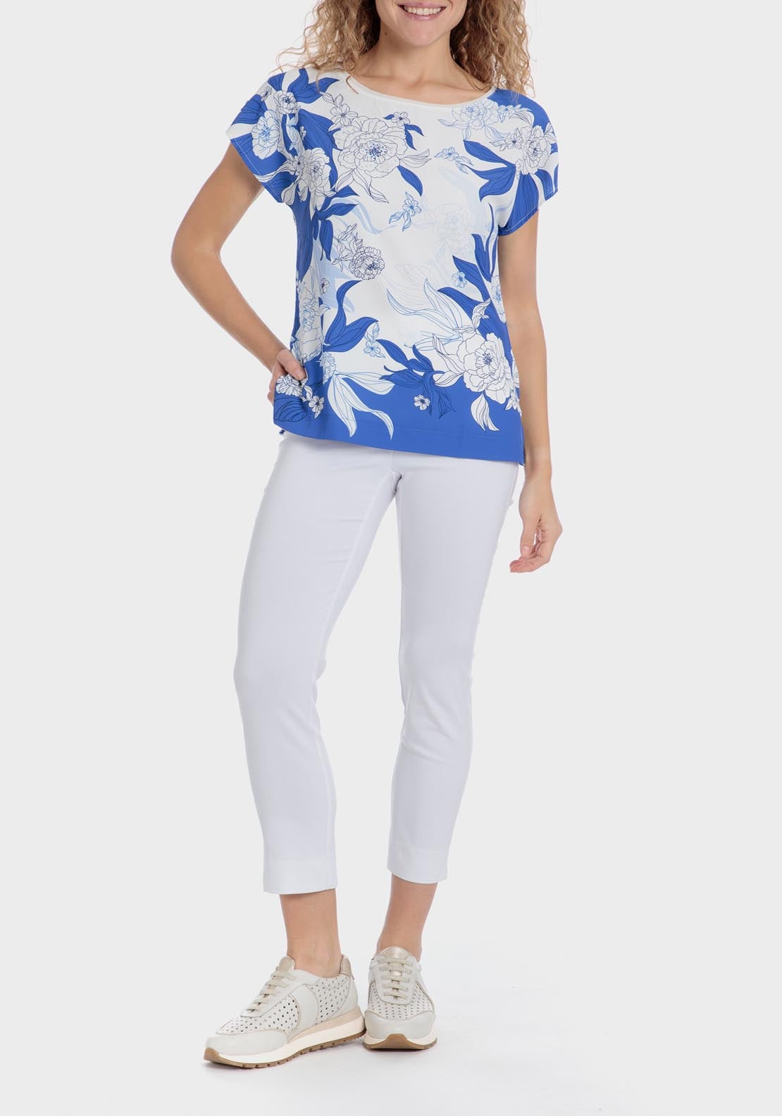 Punt Roma Floral Print T-Shirt - Blue 3 Shaws Department Stores