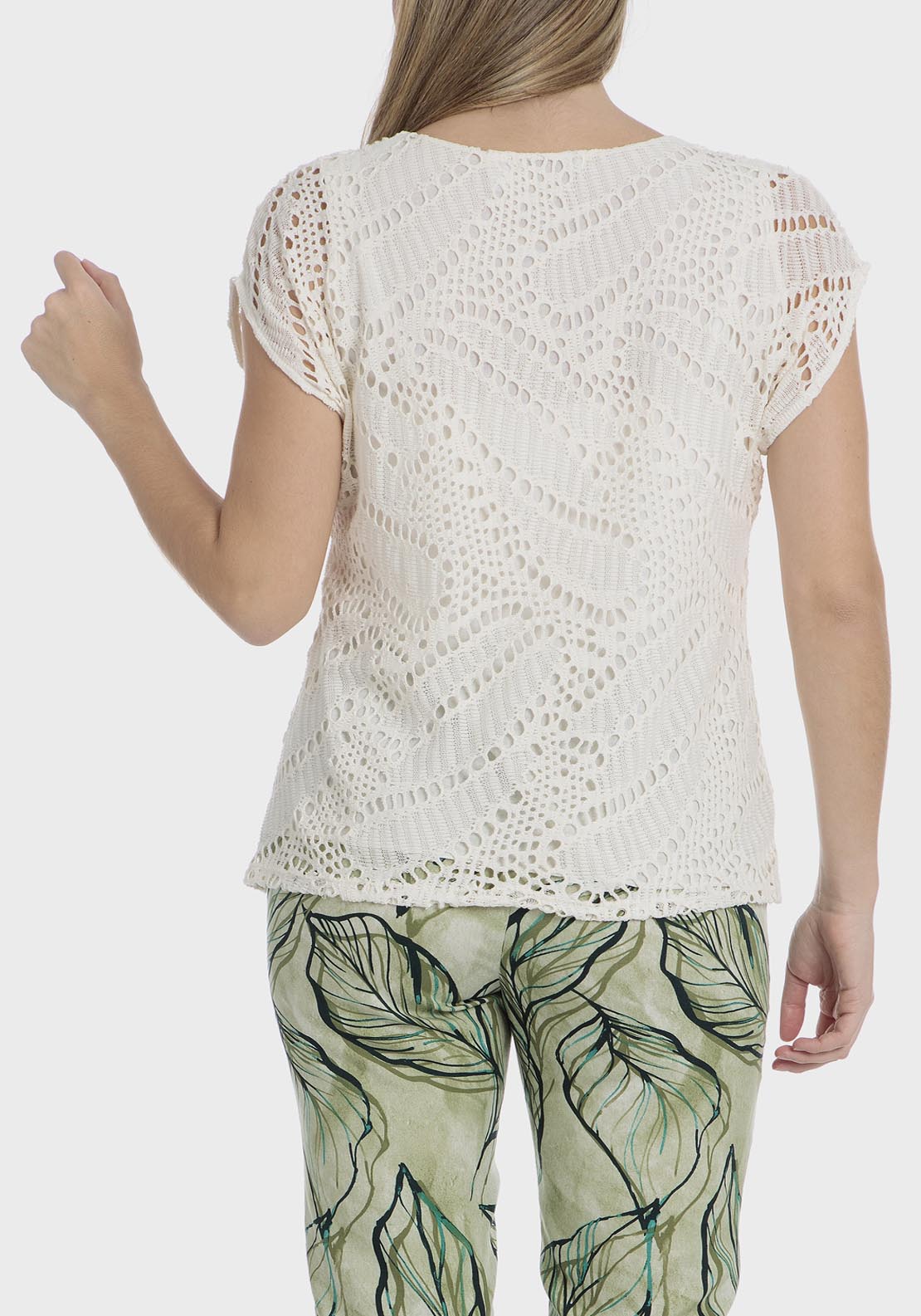 Punt Roma Crochet T-Shirt - White 3 Shaws Department Stores