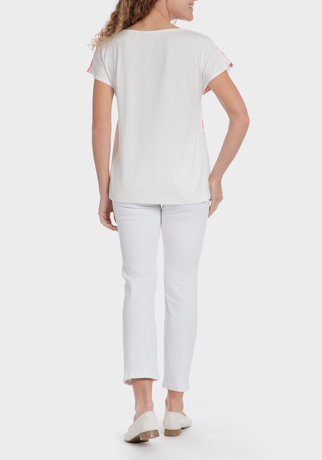 Punt Roma Rhinestone Printed T-Shirt - White 4 Shaws Department Stores