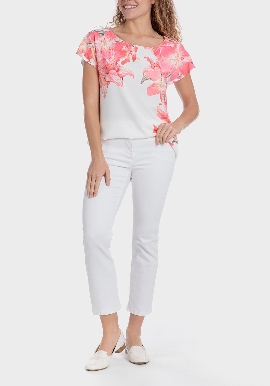 Punt Roma Rhinestone Printed T-Shirt - White 3 Shaws Department Stores