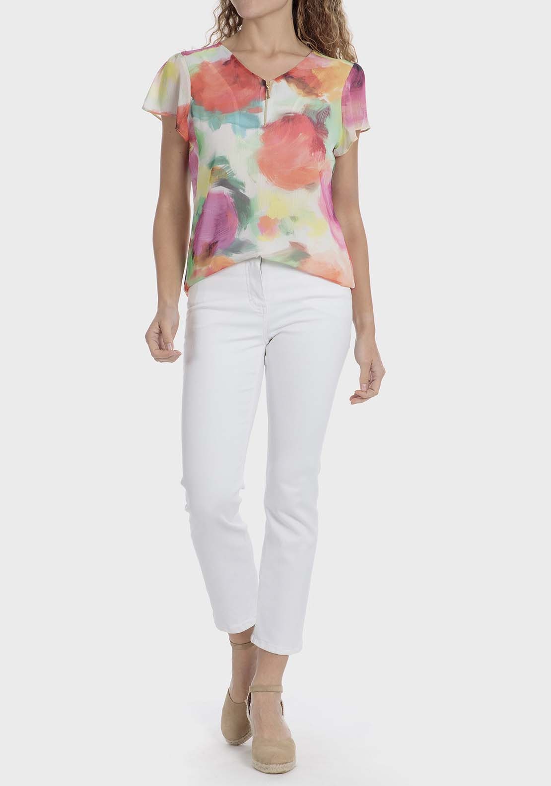 Punt Roma Blouse with zipper - Orange 3 Shaws Department Stores