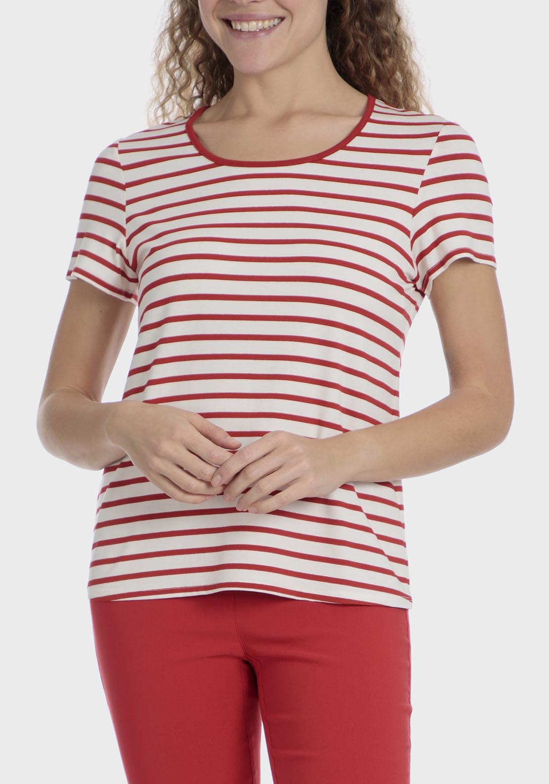 Punt Roma Striped T-Shirt - Red 1 Shaws Department Stores