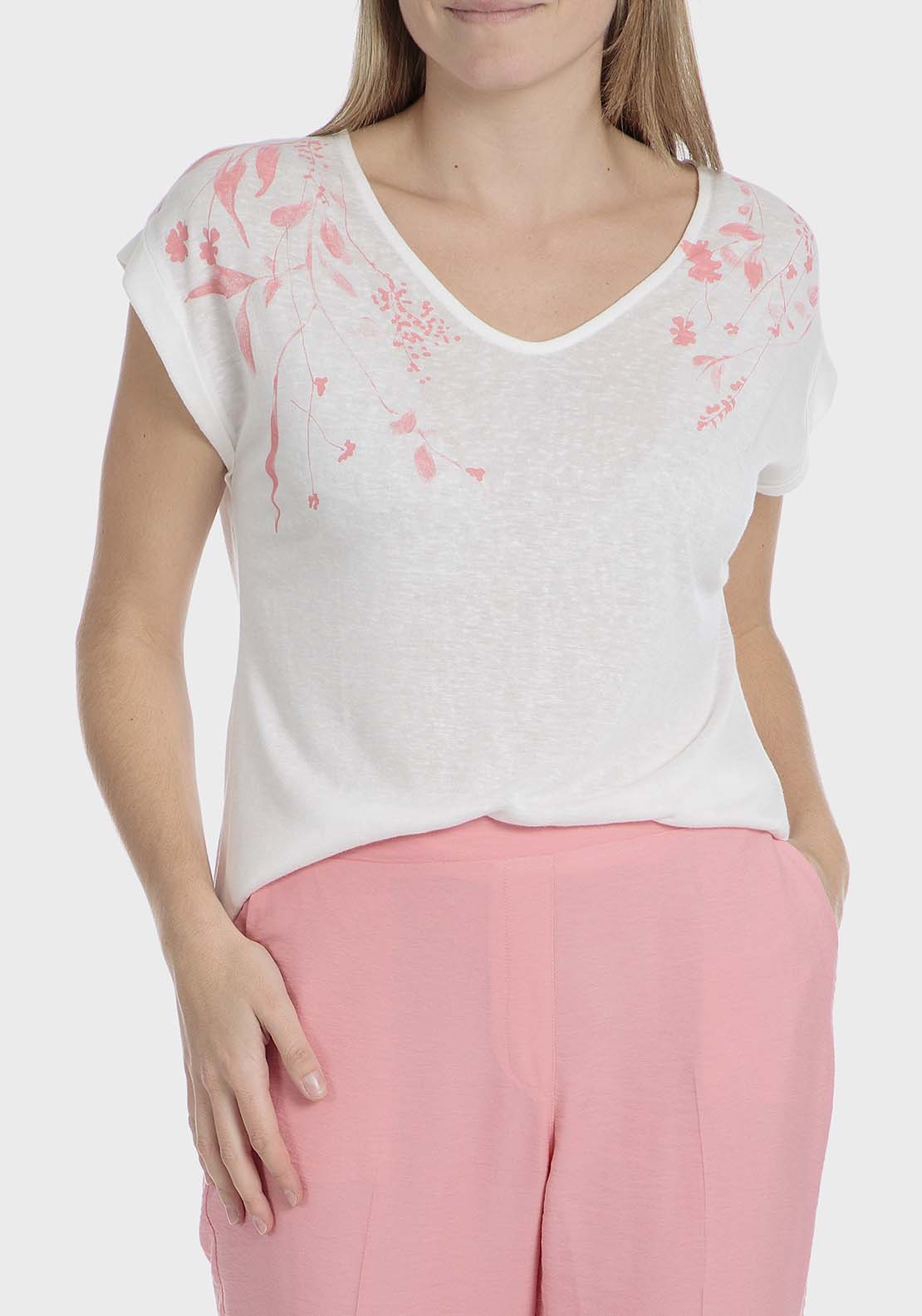 Punt Roma Floral print t-shirt - Pink Salmon 1 Shaws Department Stores