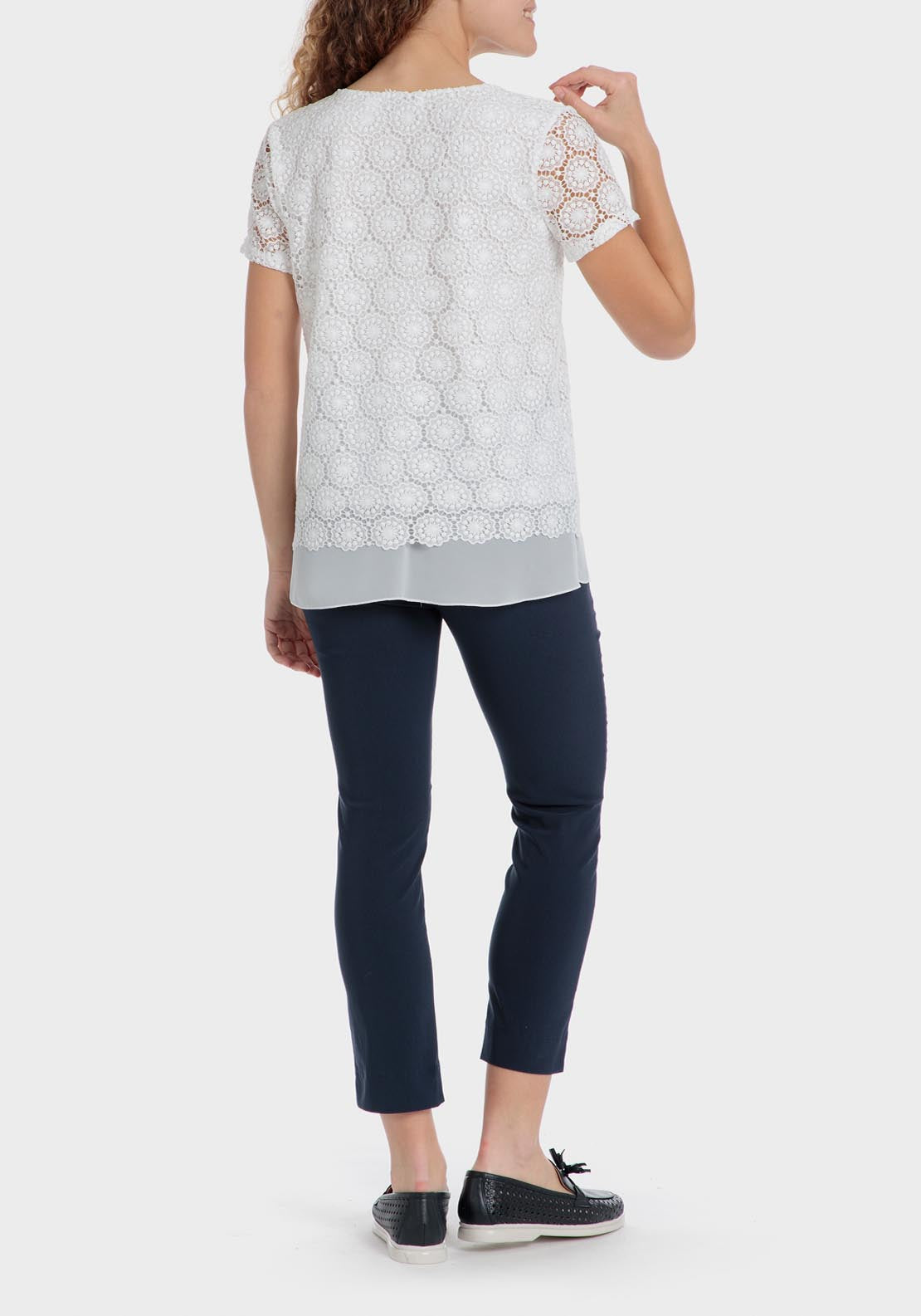 Punt Roma Lace T-Shirt - White 4 Shaws Department Stores