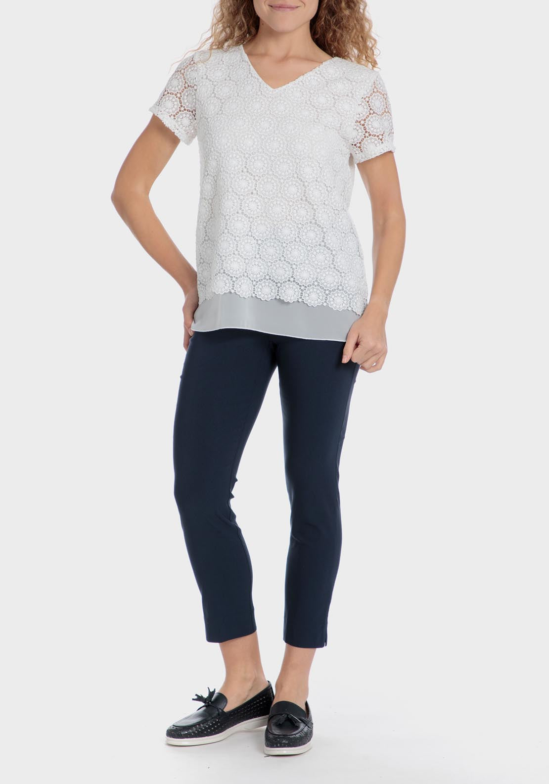 Punt Roma Lace T-Shirt - White 3 Shaws Department Stores