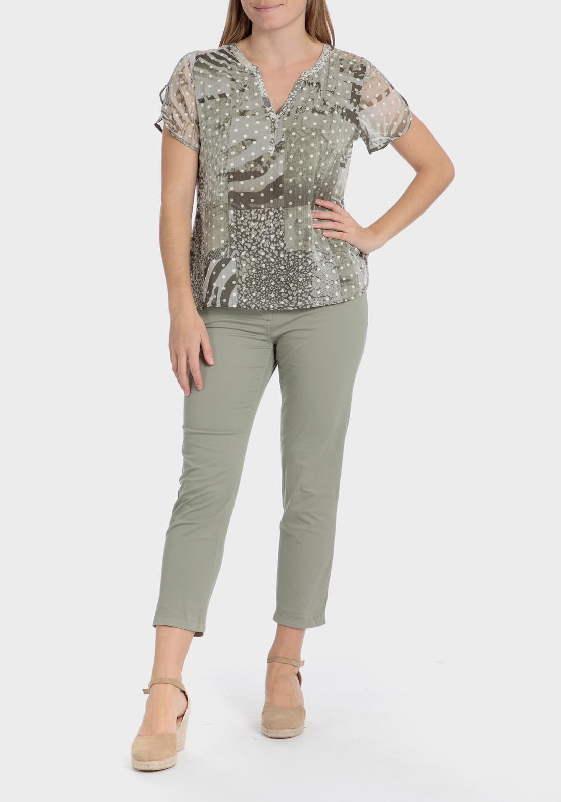 Punt Roma Plumetti Printed T-Shirt - Green 3 Shaws Department Stores