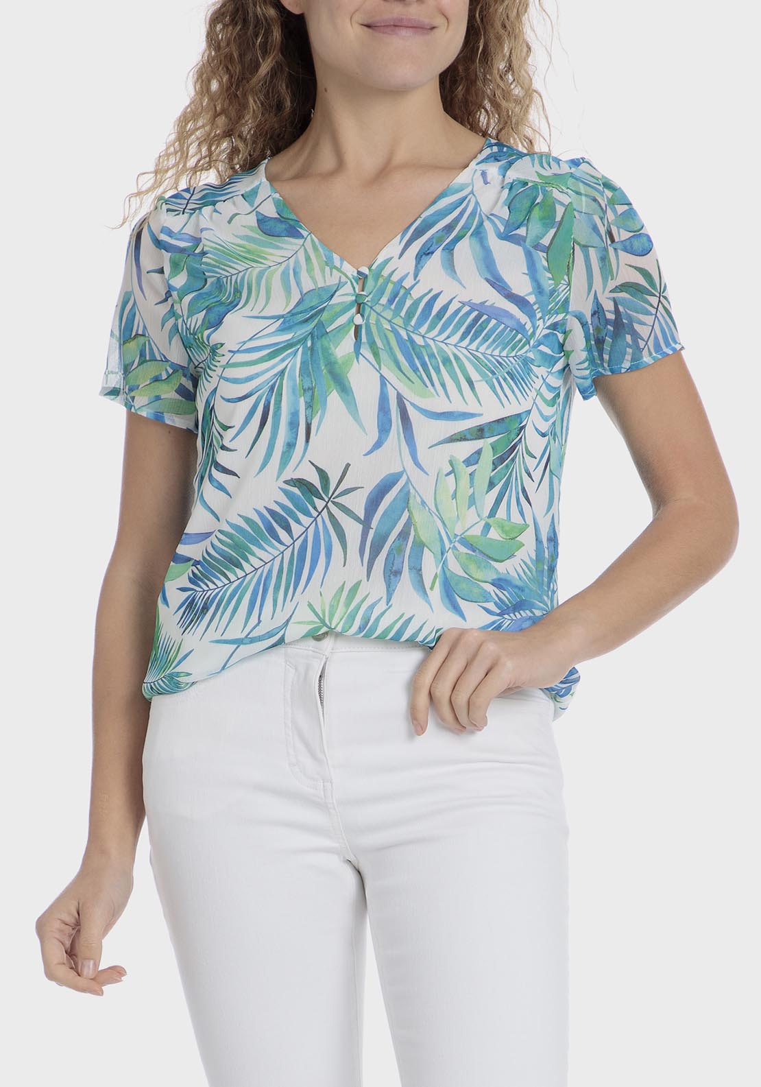 Punt Roma Tropical Print T-Shirt - Green 1 Shaws Department Stores