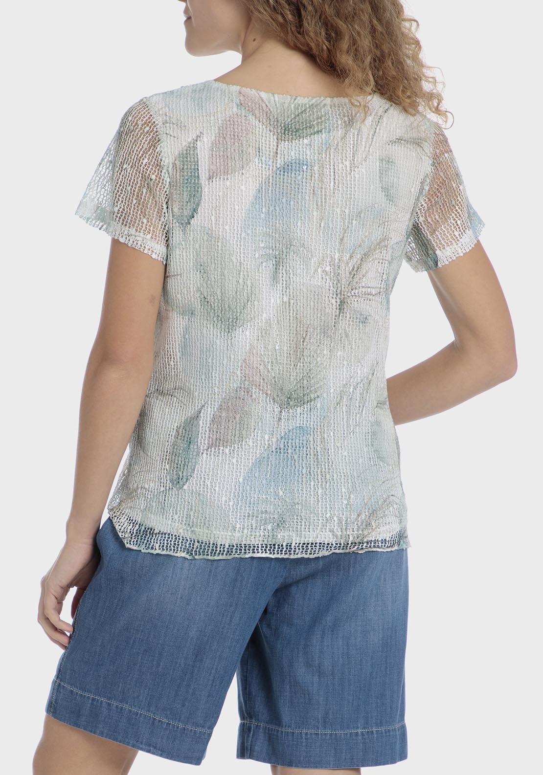 Punt Roma Mesh Printed T-Shirt - Green 2 Shaws Department Stores