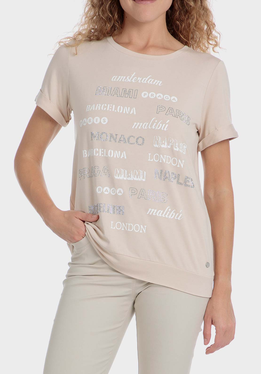 Punt Roma Fantasy t-shirt - Beige 1 Shaws Department Stores
