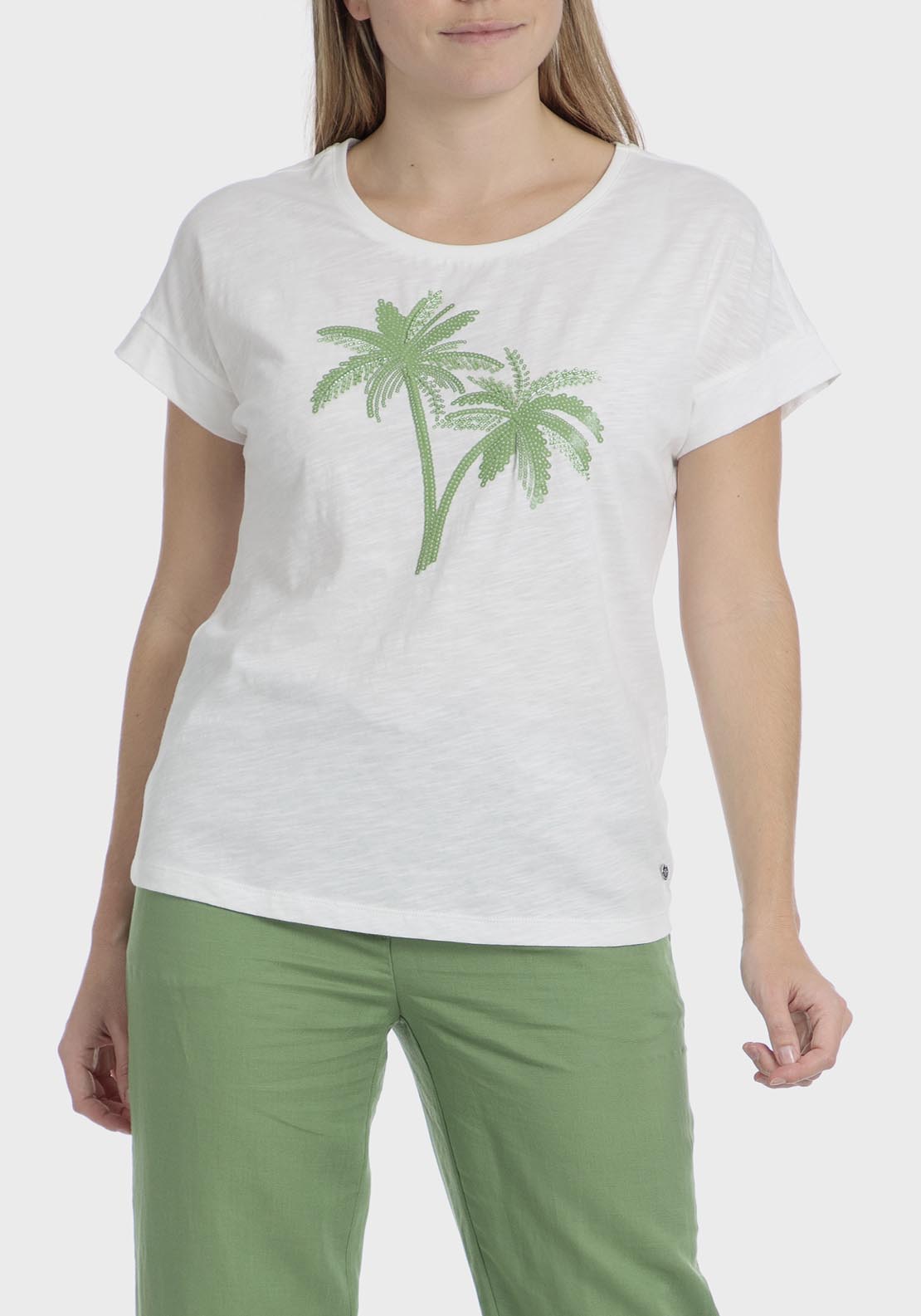 Punt Roma Sequins T-Shirt - White 1 Shaws Department Stores