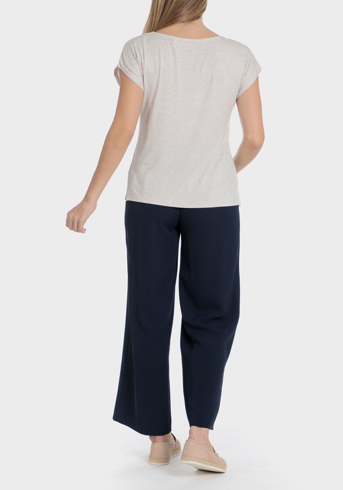 Punt Roma Sequins Embroidered T-Shirt - Beige / Grey 4 Shaws Department Stores