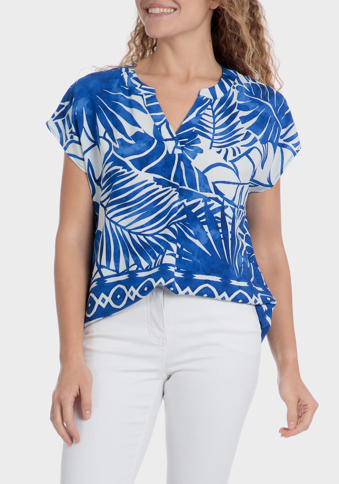 Punt Roma Tropical Print T-Shirt - Blue 1 Shaws Department Stores