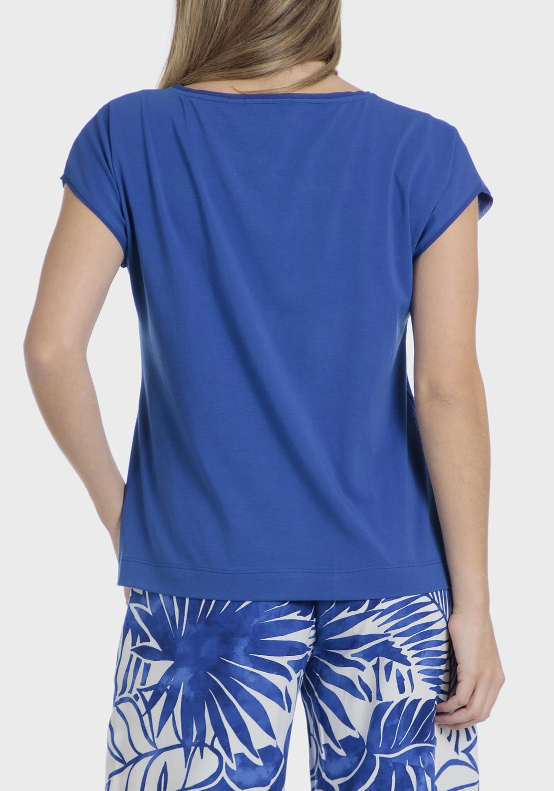Punt Roma Floral Rhinestone T-Shirt - Blue 2 Shaws Department Stores