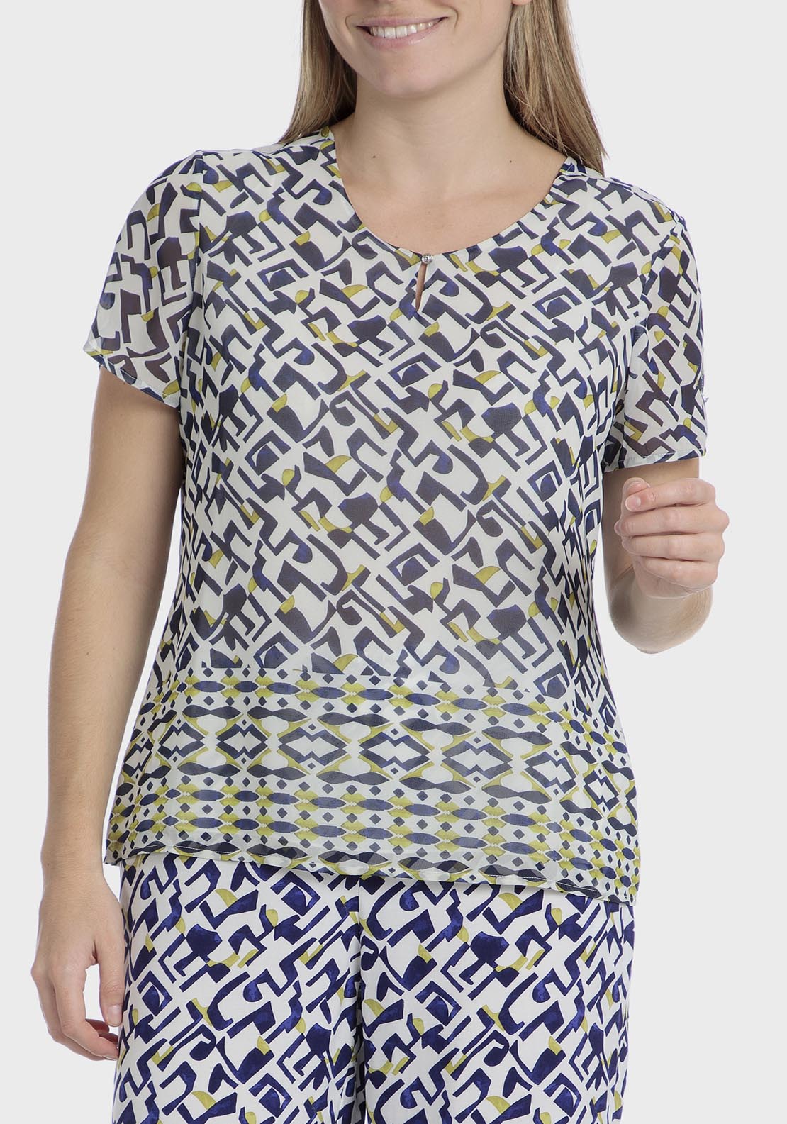 Punt Roma Printed T-Shirt - Blue 1 Shaws Department Stores