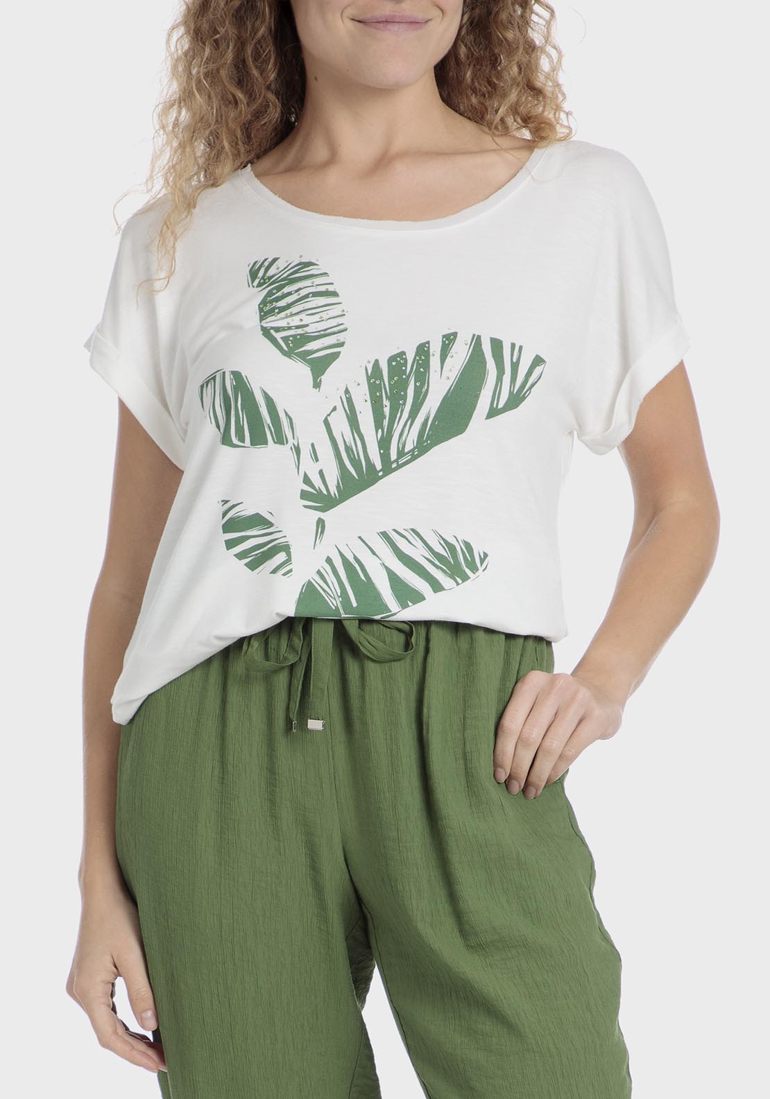 Punt Roma Rhinestone Printed T-Shirt - White 1 Shaws Department Stores