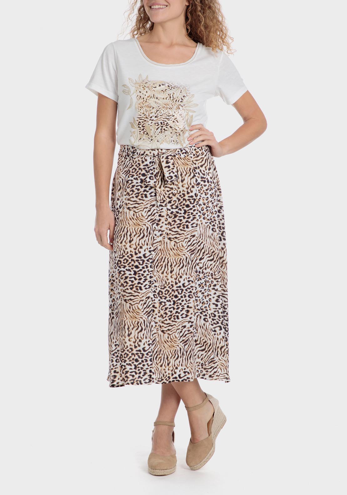Punt Roma Animal Print T-Shirt - White 3 Shaws Department Stores