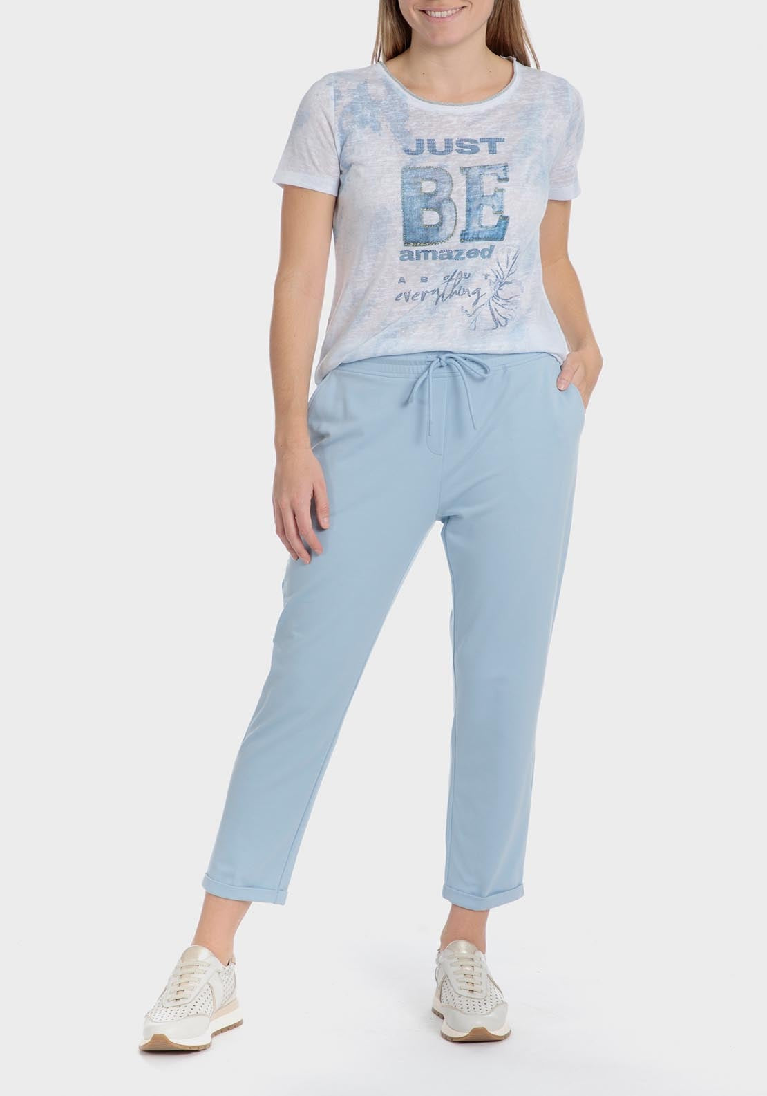 Punt Roma Rhinestone Printed T-Shirt - Blue 2 Shaws Department Stores