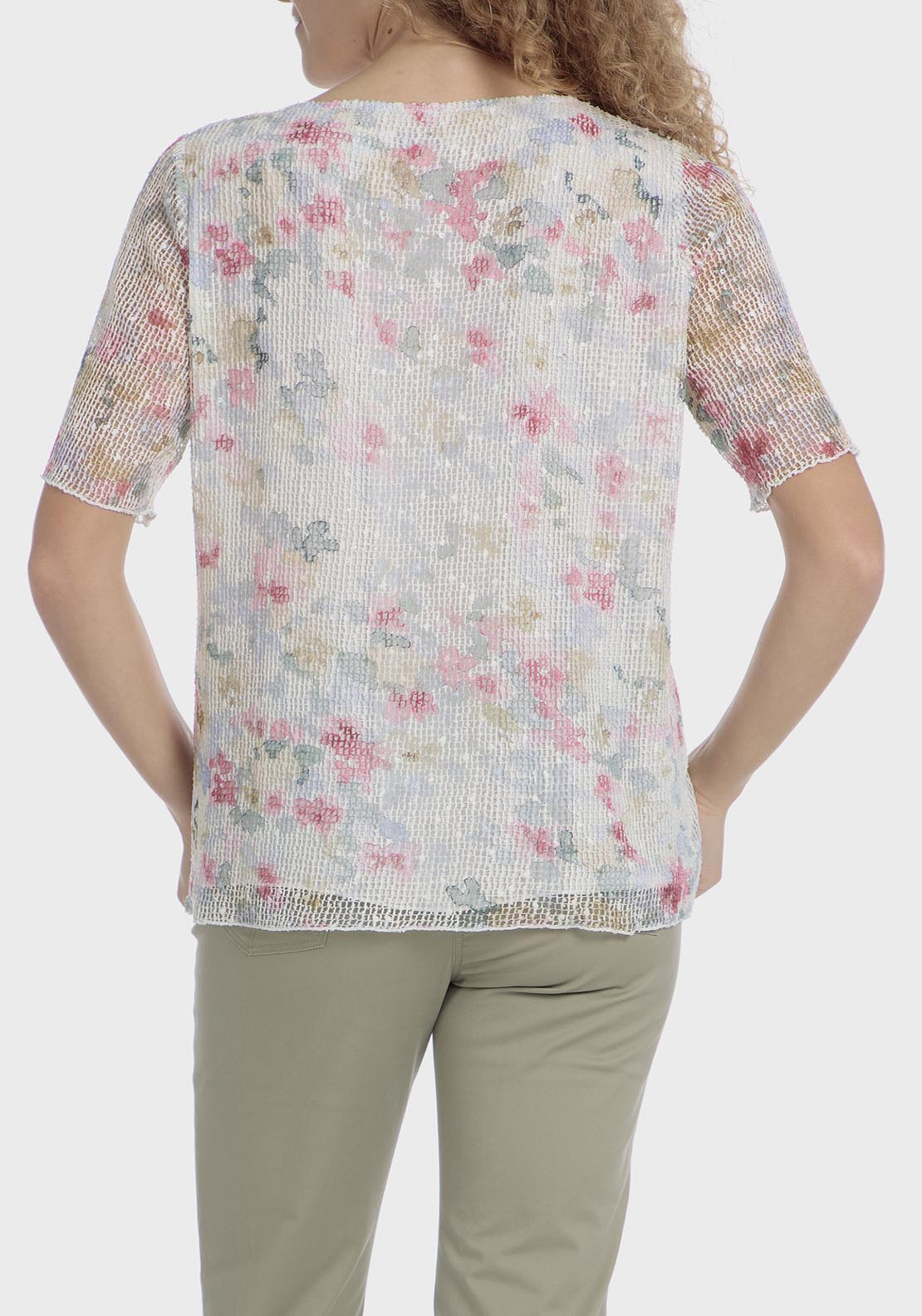 Punt Roma Mesh Printed T-Shirt - White 2 Shaws Department Stores