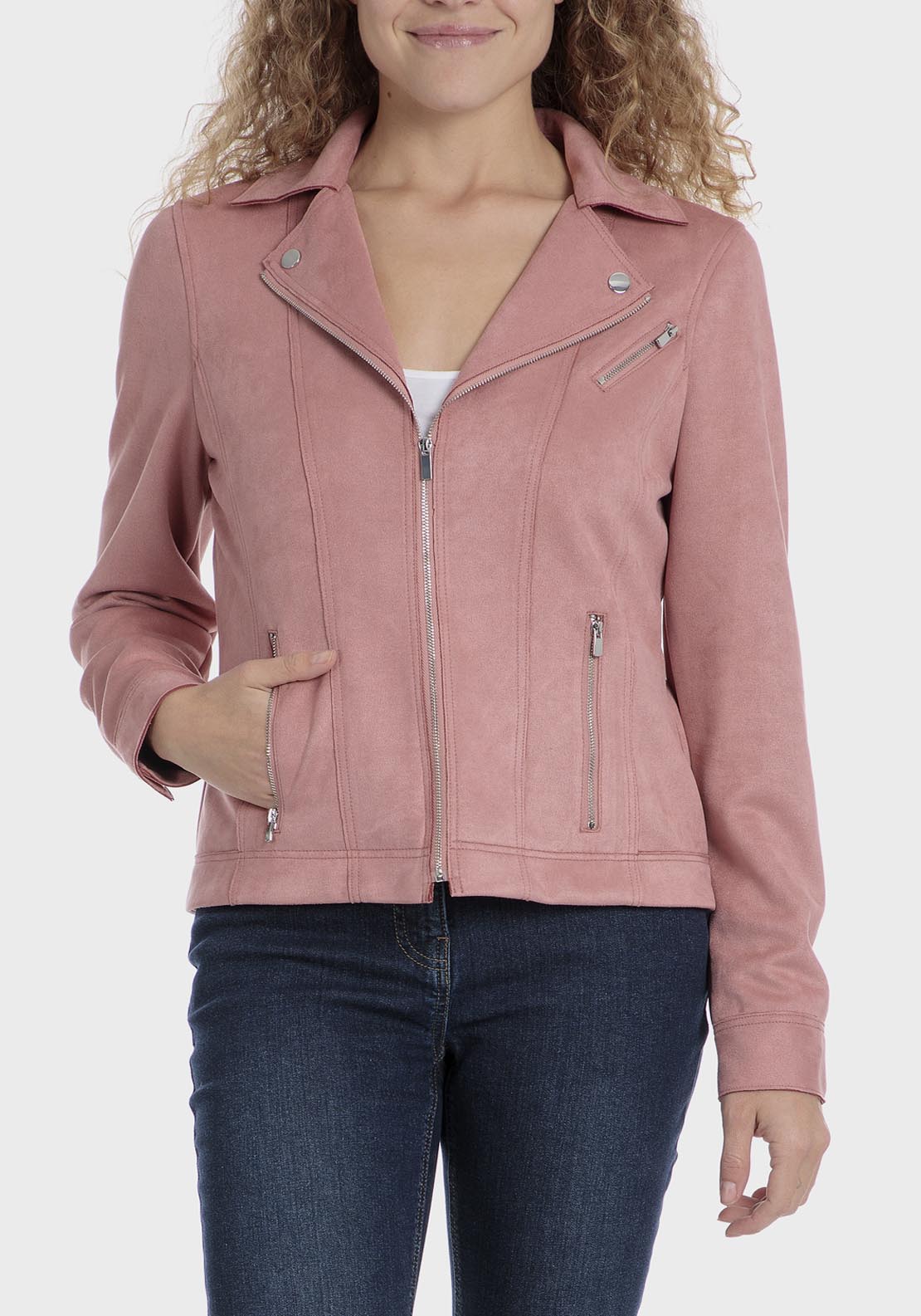 Punt Roma Suede jacket - Pink 7 Shaws Department Stores