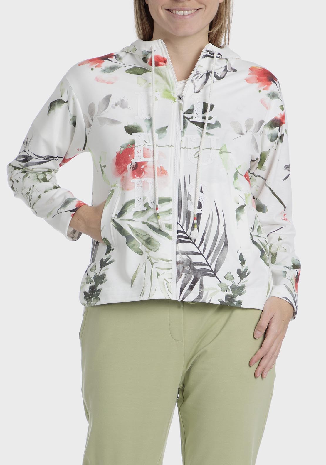 Punt Roma Printed sports jacket - Green Sage 7 Shaws Department Stores