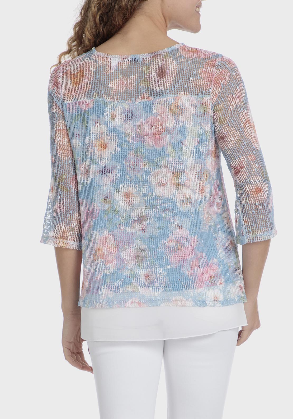 Punt Roma Mesh Faux Twinset - Blue 2 Shaws Department Stores