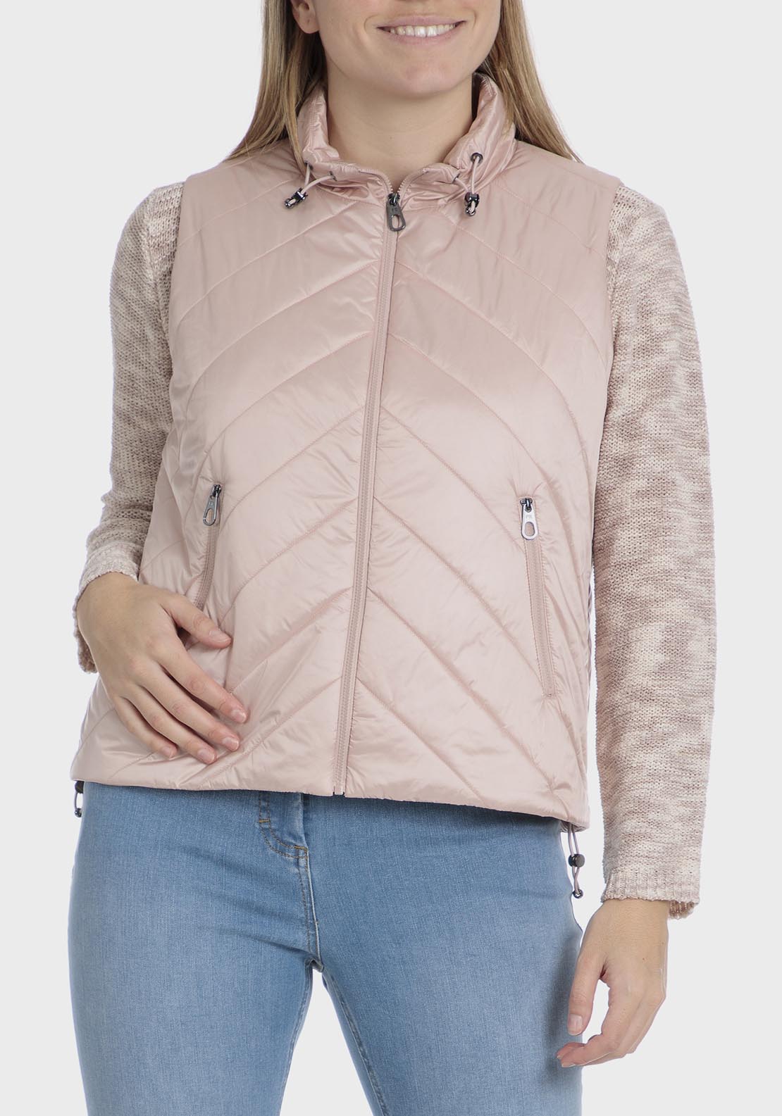 Punt Roma Padded Waistcoat - Pink 1 Shaws Department Stores